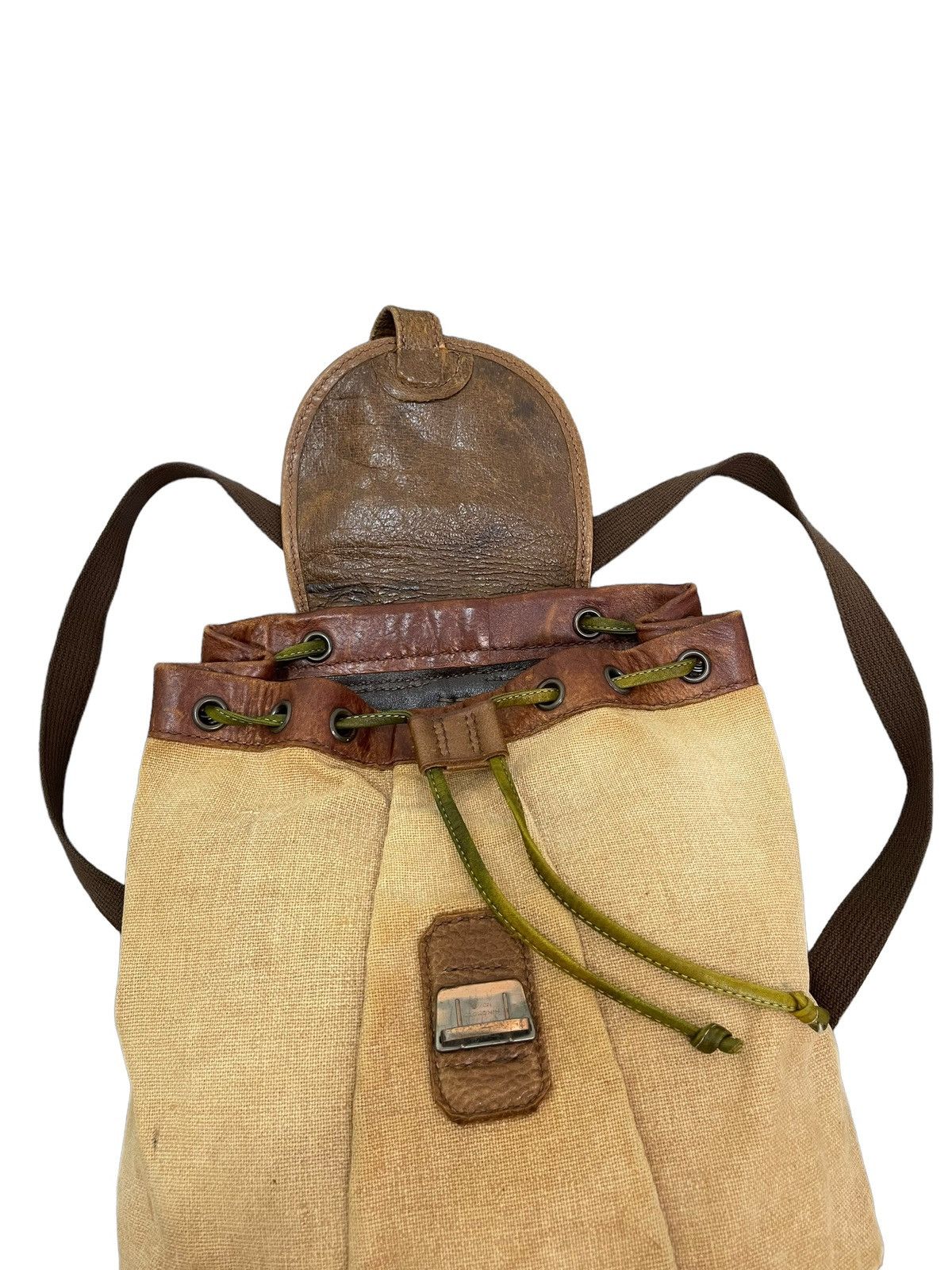Genuine Leather Leather Linen Backpack Vtg Unknown Japan Bag 2🟩 Size ONE SIZE - 18 Thumbnail