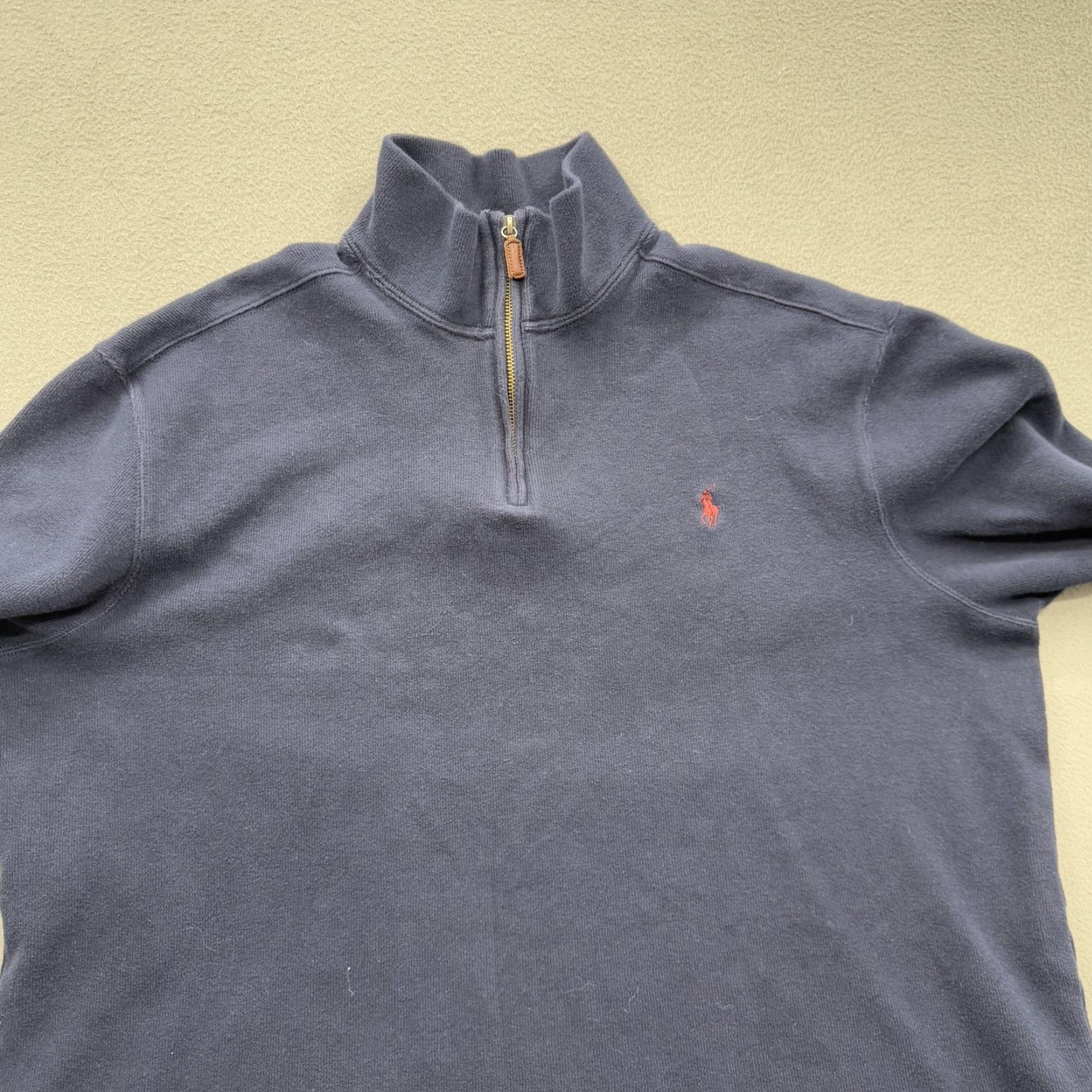 Polo Ralph Lauren Polo Ralph Lauren Sweater Mens 2XL Navy Blue Quarter Zip Pullover Cotton Mock Neck Knit Logo 1/4 Zip Size US XXL / EU 58 / 5 - 8 Thumbnail