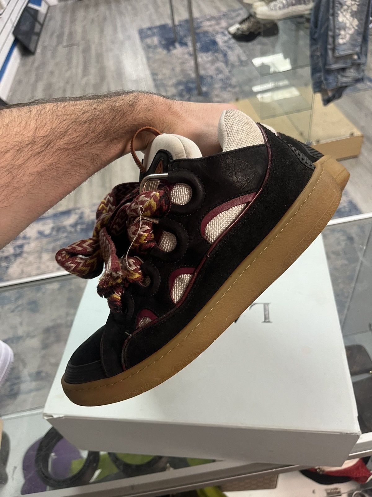 Lanvin Lanvin Curb Sneaker Black Maroon Laces Size US 11 / EU 44 - 4 Thumbnail