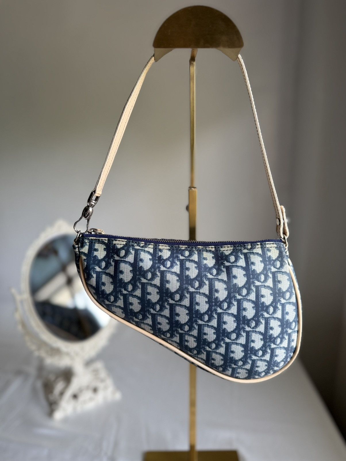 Dior CHRISTIAN DIOR John Galliano Saddle Mini Blue Coated Canvas Size ONE SIZE - 3 Thumbnail