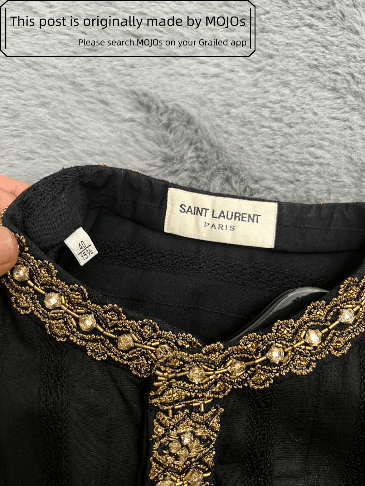 Saint Laurent Paris Sz 40 Saint Laurent Paris 19SS Golden Crystal Shirt mojos116 Size US L / EU 52-54 / 3 - 3 Thumbnail
