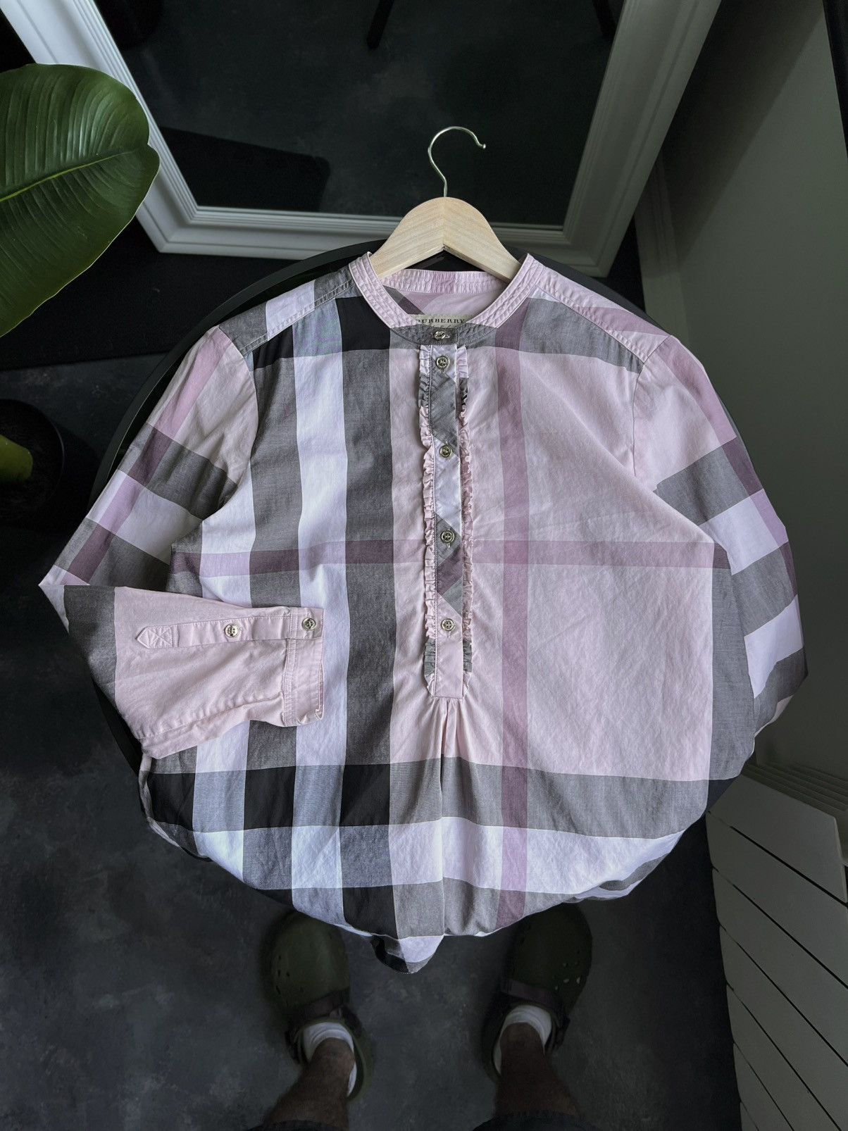 Burberry Burberry Pink House Check Cotton Shirt Grandad Collar Size M Size M / US 6-8 / IT 42-44 - 16 Thumbnail