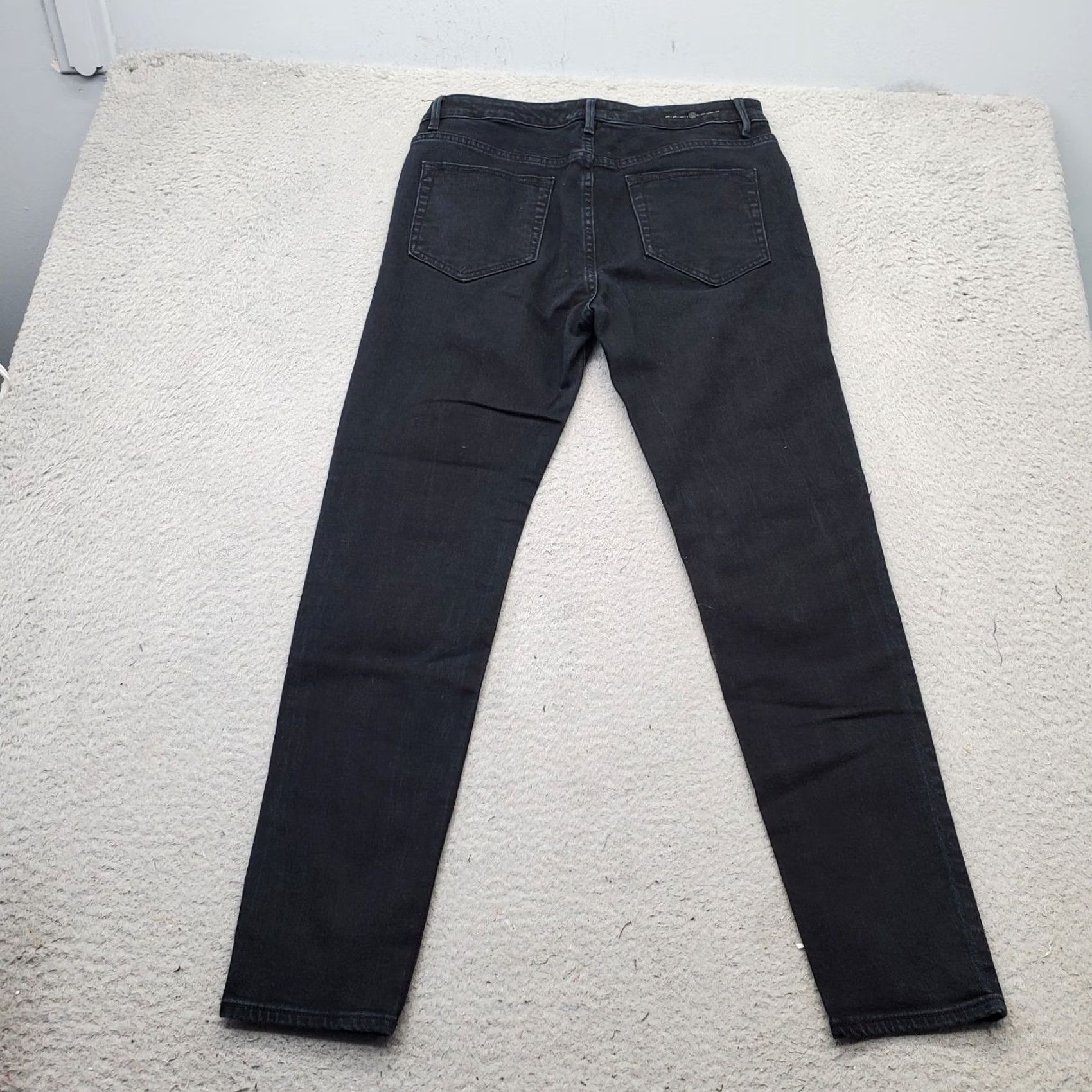 Denime Earnest Sewn Jeans Womens 29 Black Denim Stretch Distressed Dark Wash Skinny Leg Jeans Size 29" - 2 Thumbnail