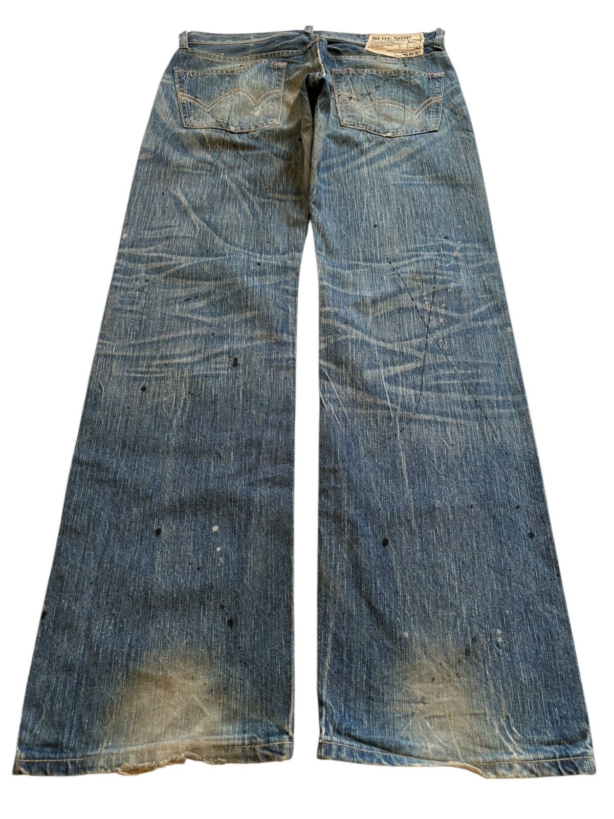 Edwin Vintage Edwin 503 Blue Trip Paint Mud Wash Rip Loose Jeans Size US 34 / EU 50 - 2 Thumbnail