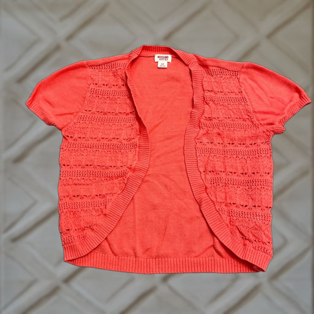Mossimo Mossimo Open Cardigan Sweater Juniors S Orange Knit Short Sleeve Stretch Cotton Size S / US 4 / IT 40 - 1 Thumbnail