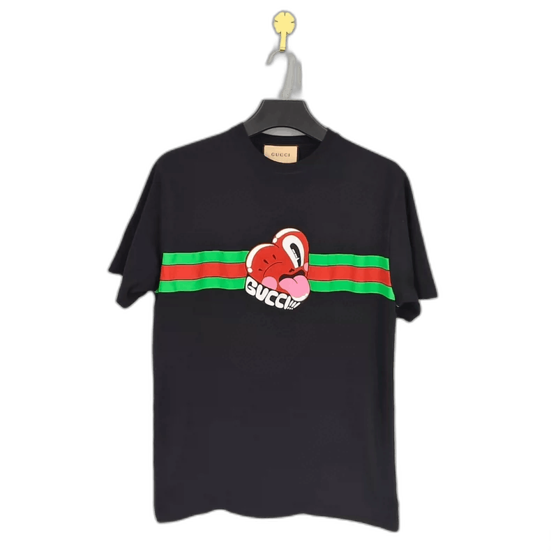 Gucci GUCCI Black Striped Logo Print TShirt-2506 Size US L / EU 52-54 / 3 - 1 Thumbnail