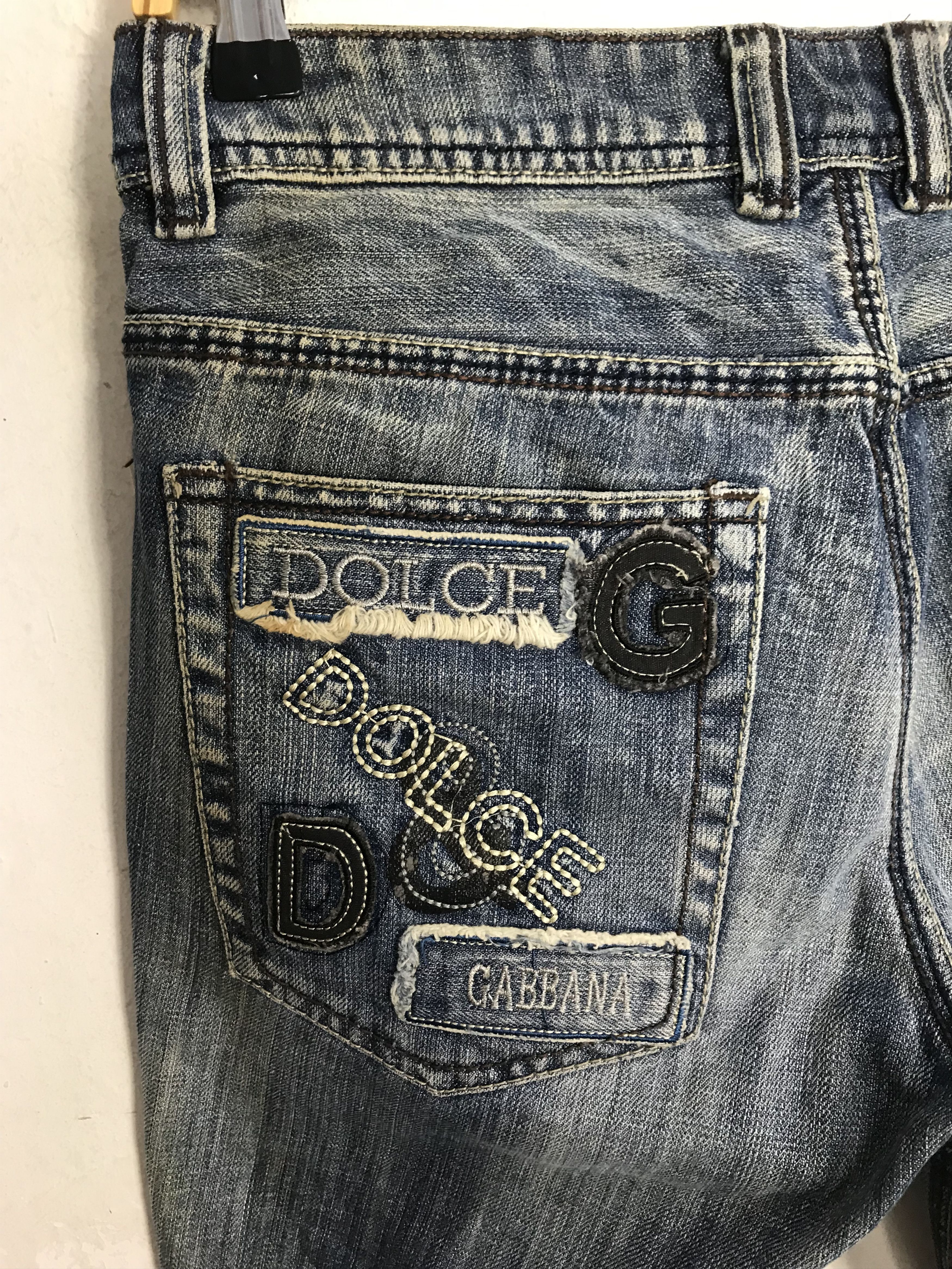Designer Dolce & Gabbana Italy Denim Pant Embroidery Logo Plaque Size US 29 - 10 Thumbnail