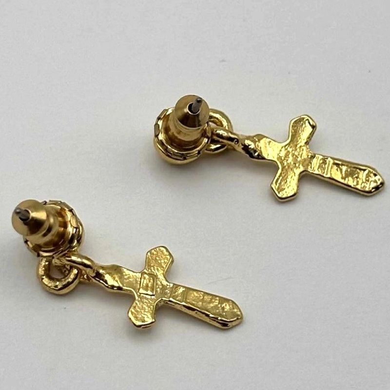 Other Gold Crystal Cross Almay Earrings Size ONE SIZE - 4 Thumbnail