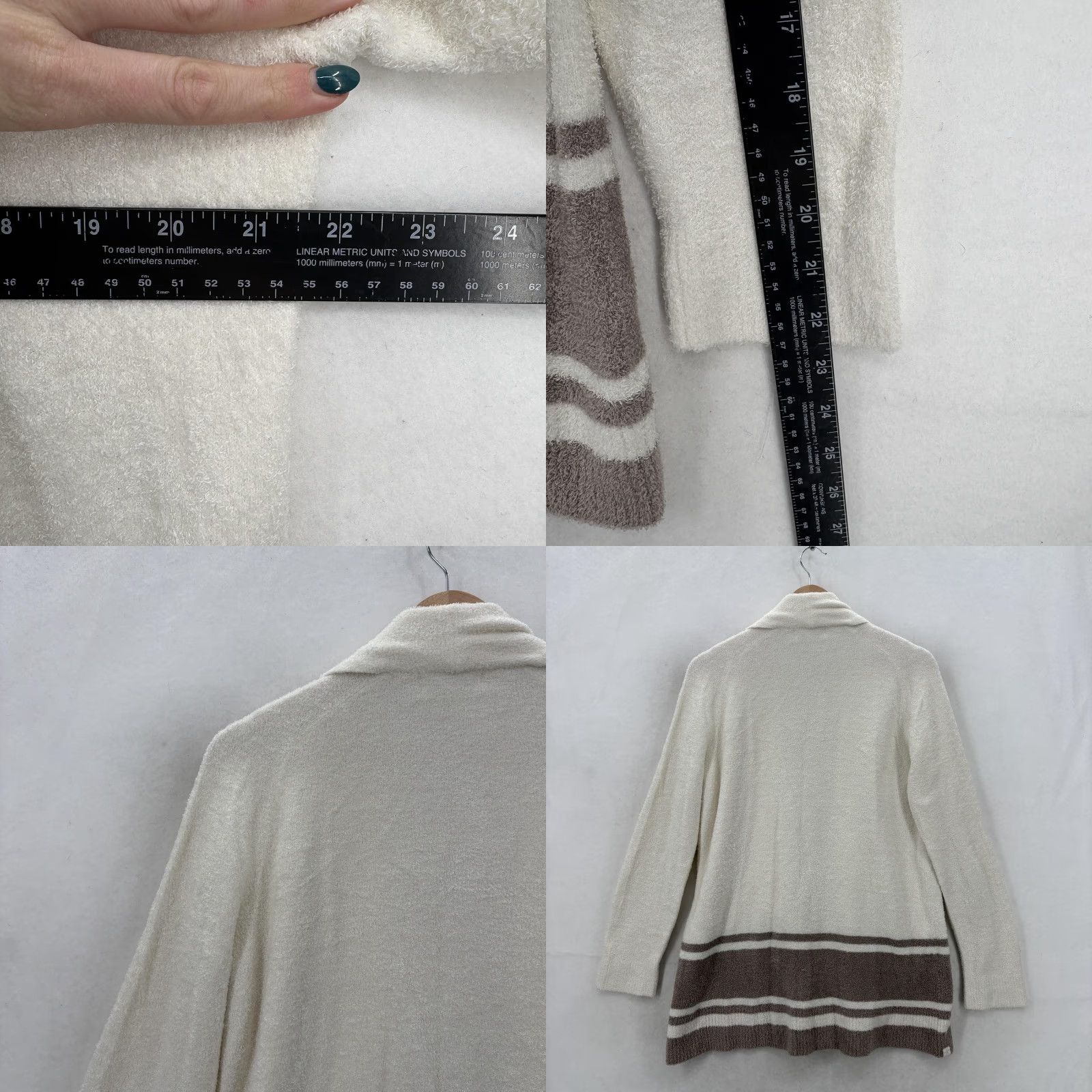 Vintage Barefoot Dreams Cardigan Sweater Womens Medium White Cozychic Lite Open Front Size M / US 6-8 / IT 42-44 - 8 Thumbnail