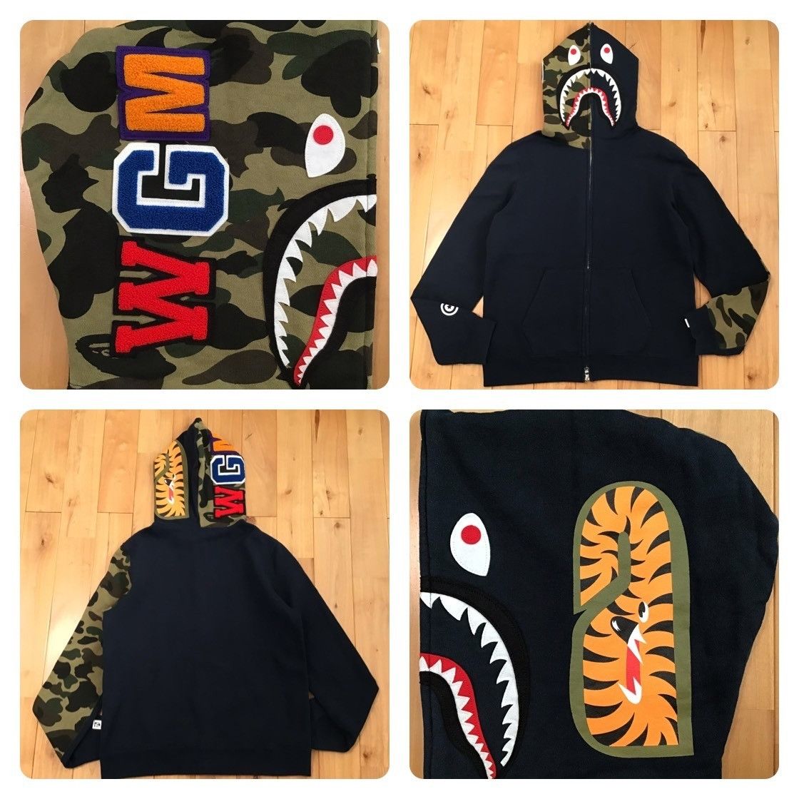 Bape A Bathing Ape Shark Full Zip Hoodie 1st camo green Navy S Size S / US 4 / IT 40 - 7 Thumbnail