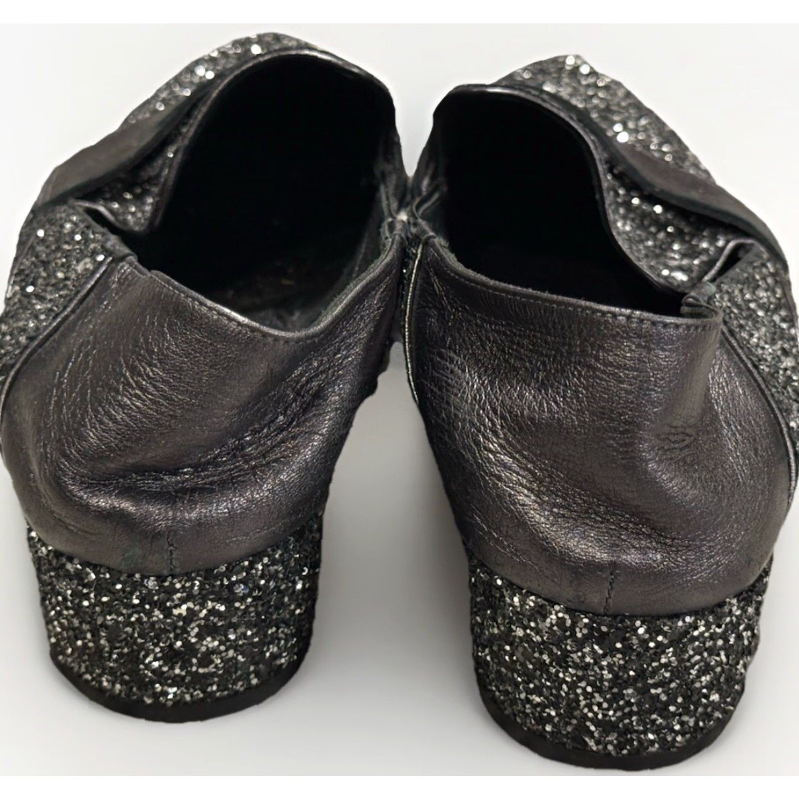 Veronica Beard VERONICA BEARD Glitter Penny Loafers Women's Flat Slip-On Leather Casual Party Work Italy Sz 7.5 Metallic Midnight Size US 7.5 / IT 37.5 - 4 Thumbnail