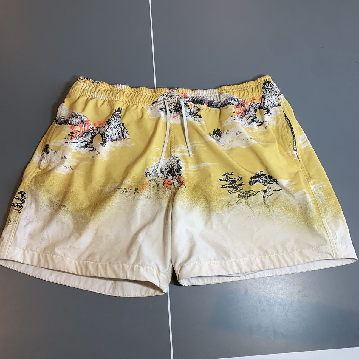 image of Amiri Aloha Beach Cabana Swim Shorts XL Canary Yellow, Men's (Size 38)