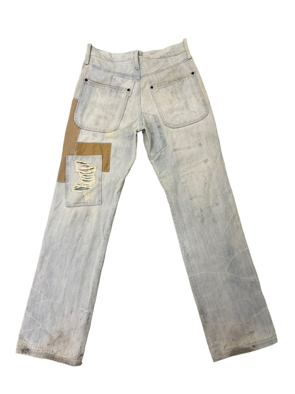 Japanese Brand Patchwork Jeans The Exibitionist Distress Regular 6🟦9 Size US 31 - 10 Thumbnail