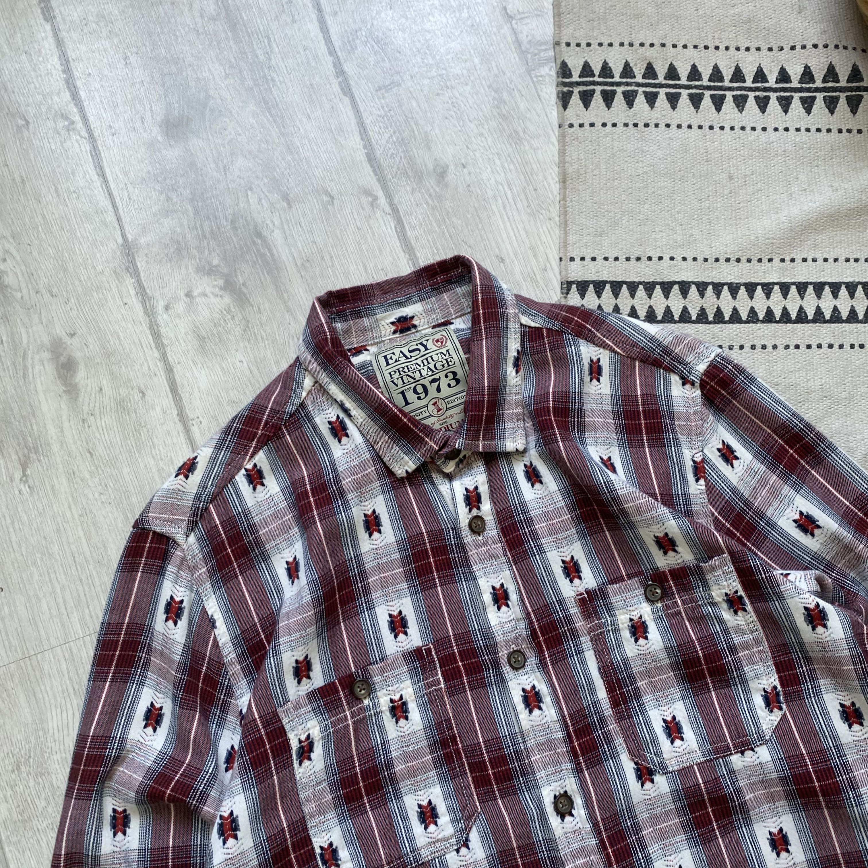 Cowboy Equipment 👔 Vintage 2000s Flannel Cowboy Western shirt Lee Wrangler Size US M / EU 48-50 / 2 - 2 Thumbnail