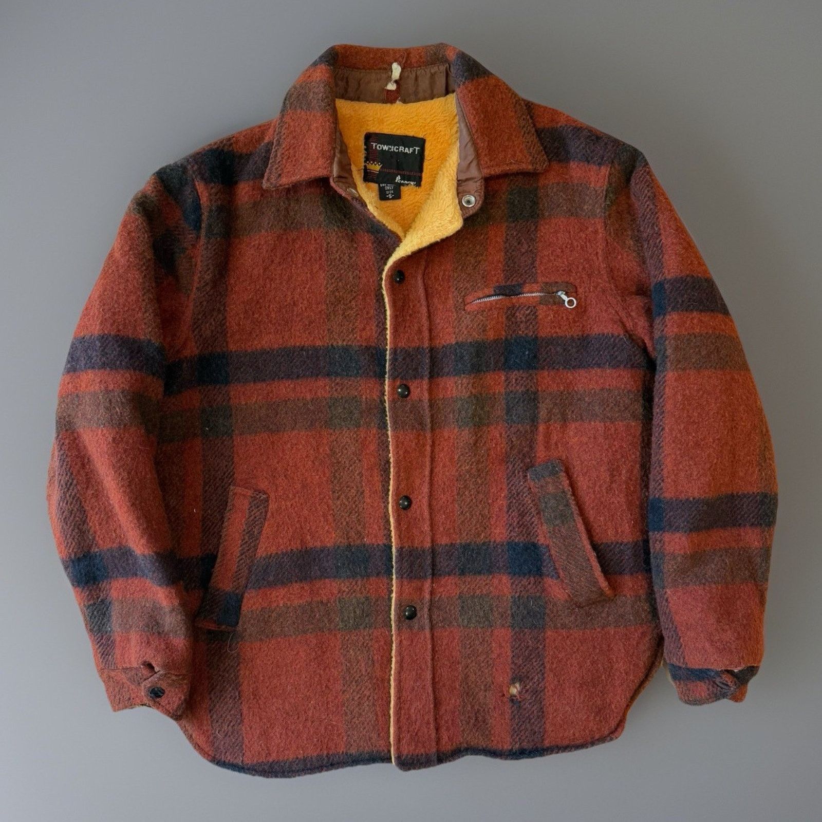 Vintage Vintage Penny's Towncraft Shirt Jacket Small Orange Black Size US M / EU 48-50 / 2 - 1 Thumbnail