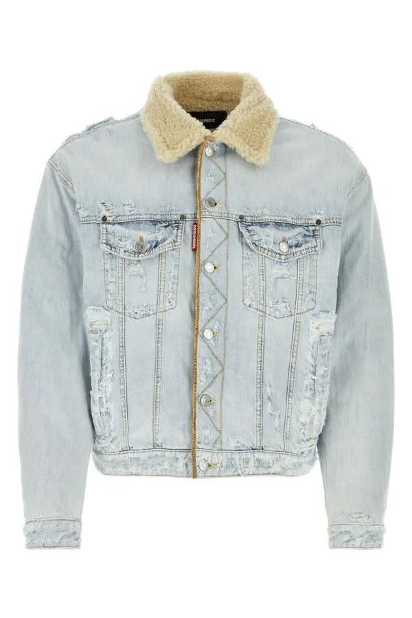 Dsquared2 DSQUARE2 distressed denim/fur “over” light blue jacket M Size US M / EU 48-50 / 2 - 1 Thumbnail