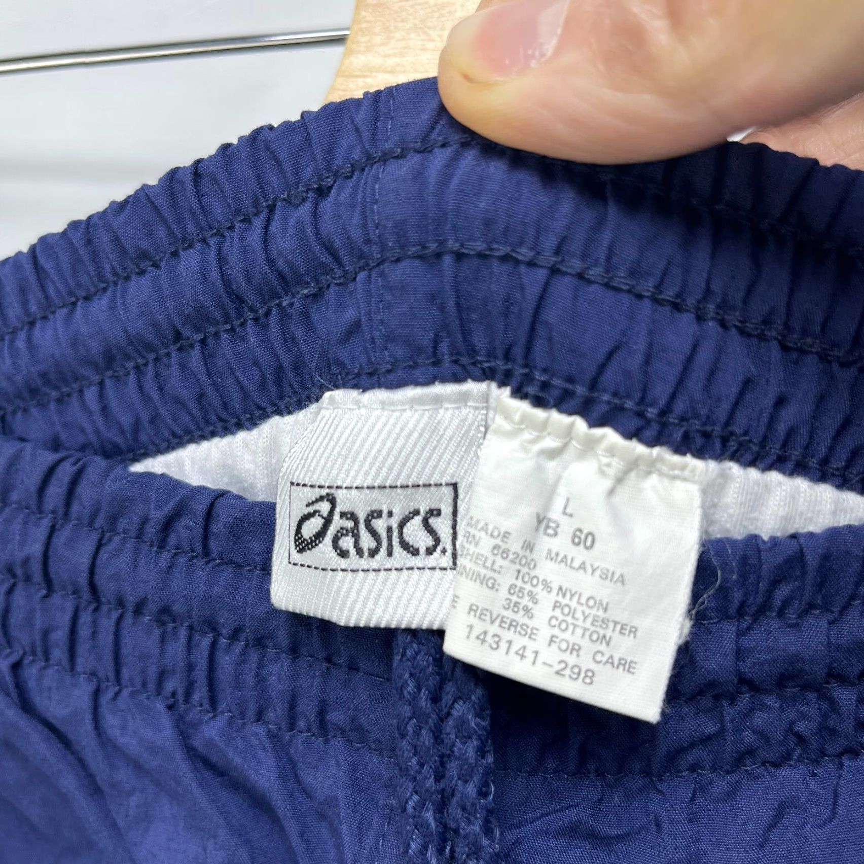 Asics VINTAGE ASICS Track Pants Men L Blue 90s Windbreaker Swishy Running Loose Drawstring Pants Size US 33 - 4 Thumbnail