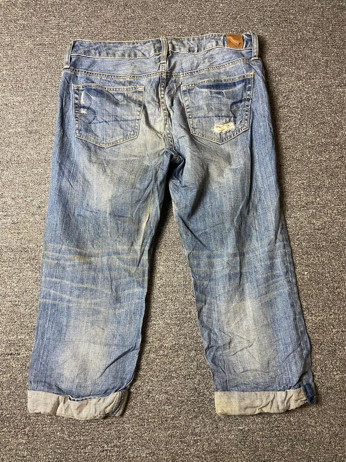 American Eagle Outfitters × Vintage American Eagle Distressed Denim Crop Ripped Jeans (123) Size US 33 - 2 Thumbnail