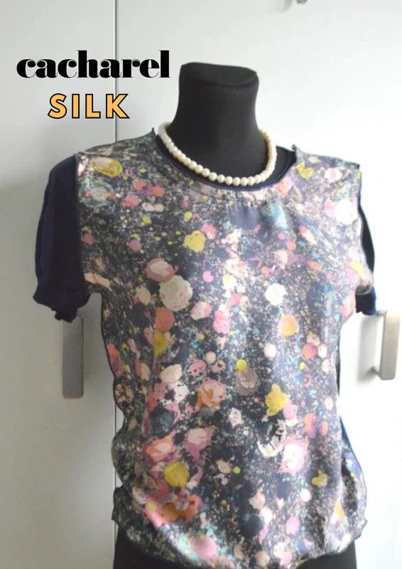 Cacharel SILK Cacharel luxury blouse 100% silk S colorful unique Size S / US 4 / IT 40 - 2 Thumbnail