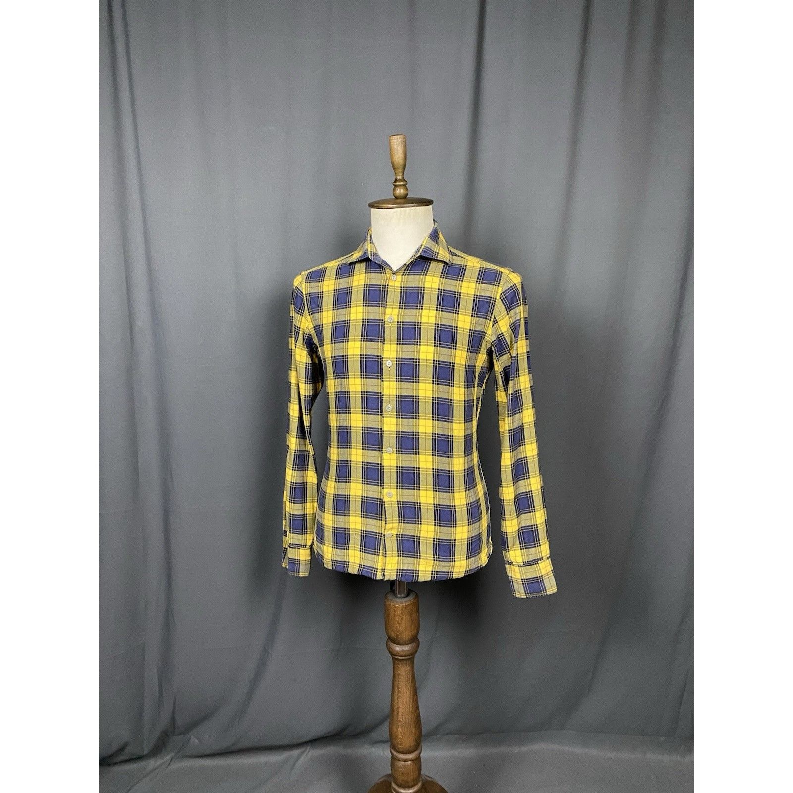 Etro Etro Men's Blue Yellow Checked Longsleeve Shirt Size 40 Size US M / EU 48-50 / 2 - 2 Thumbnail