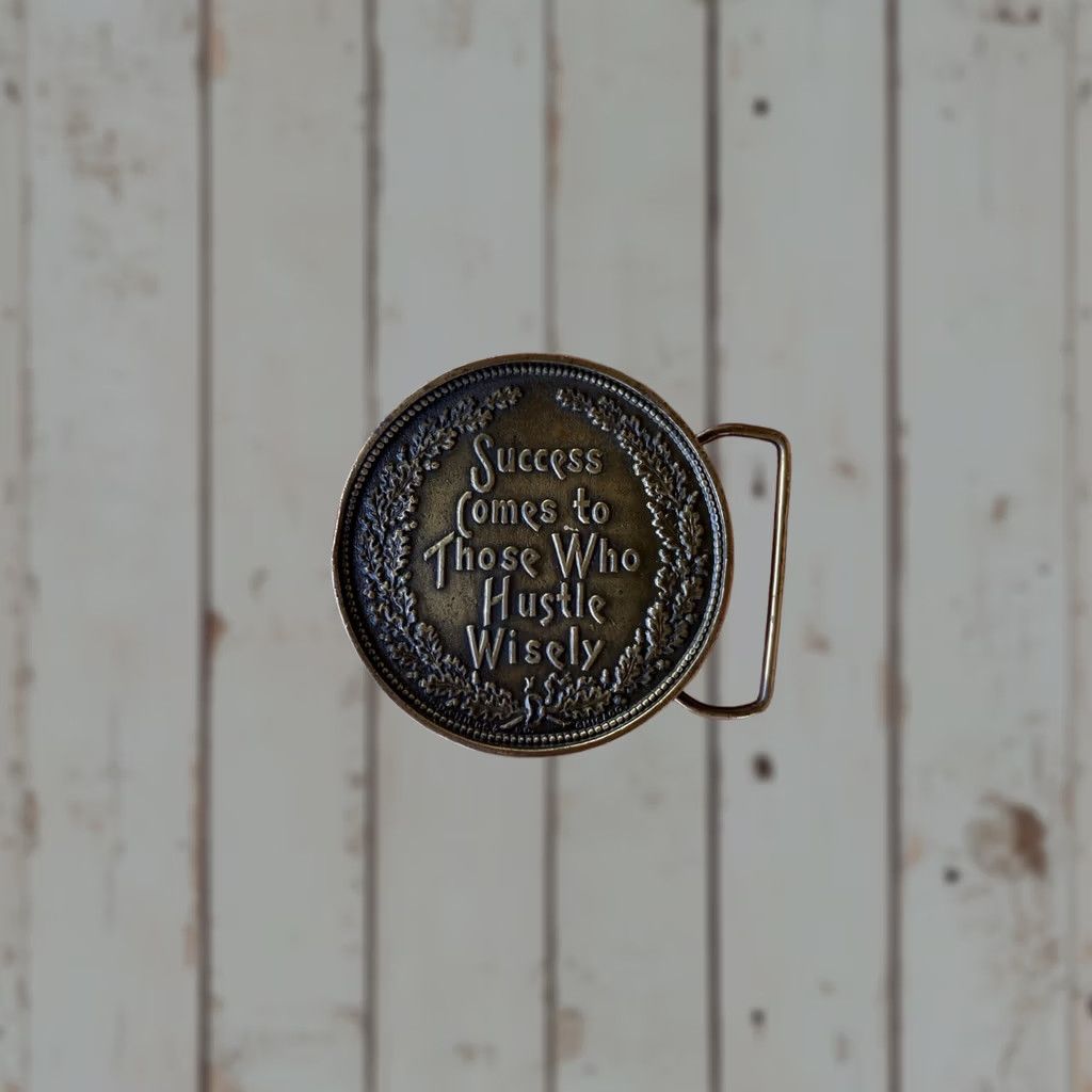 Vintage VINTAGE Napoleon Emperior Brass Belt Buckle Hustle Wisely 90s Belt Mens Womens Belt Buckle Brass VTG Size ONE SIZE - 1 Thumbnail