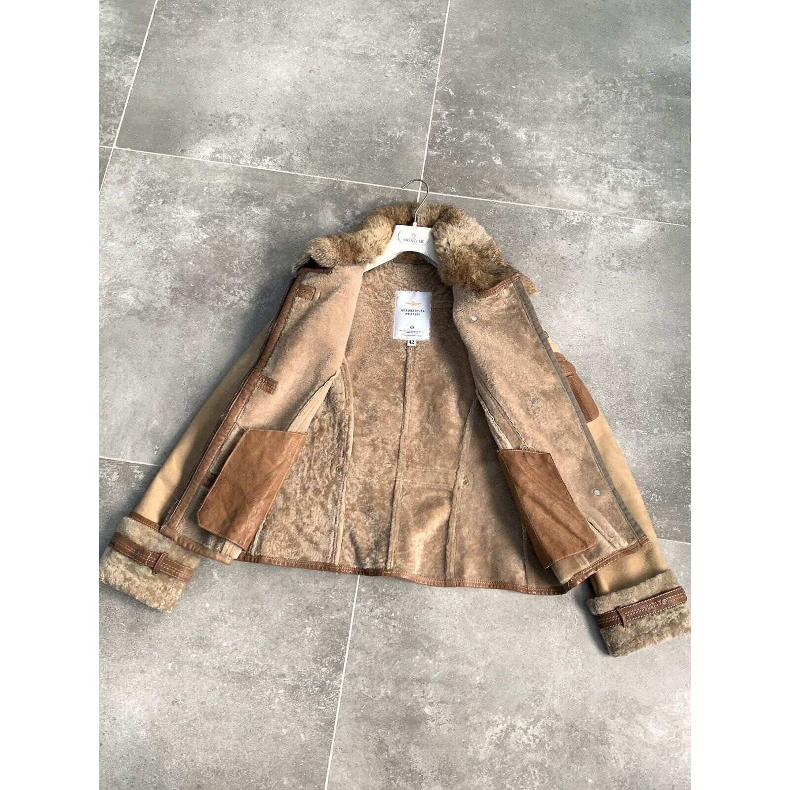 Aeronautica Militare AERONAUTICA MILITARE Sheepskin Fur Biker Jacket Coat IT 42 S Size M / US 6-8 / IT 42-44 - 6 Thumbnail