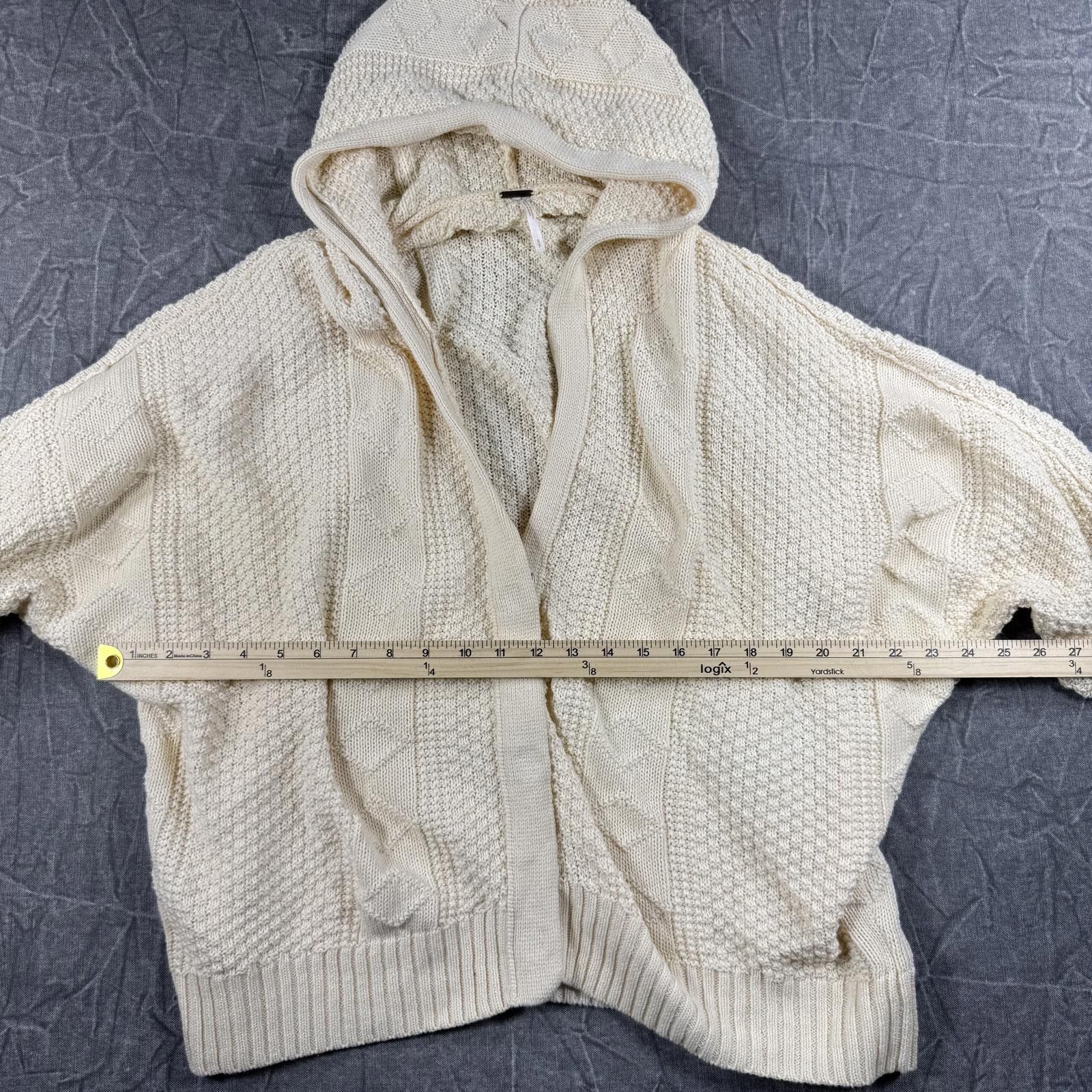 Free People Free People Sweater Women's S Cream Cable Knit Hoodie Size S / US 4 / IT 40 - 6 Thumbnail