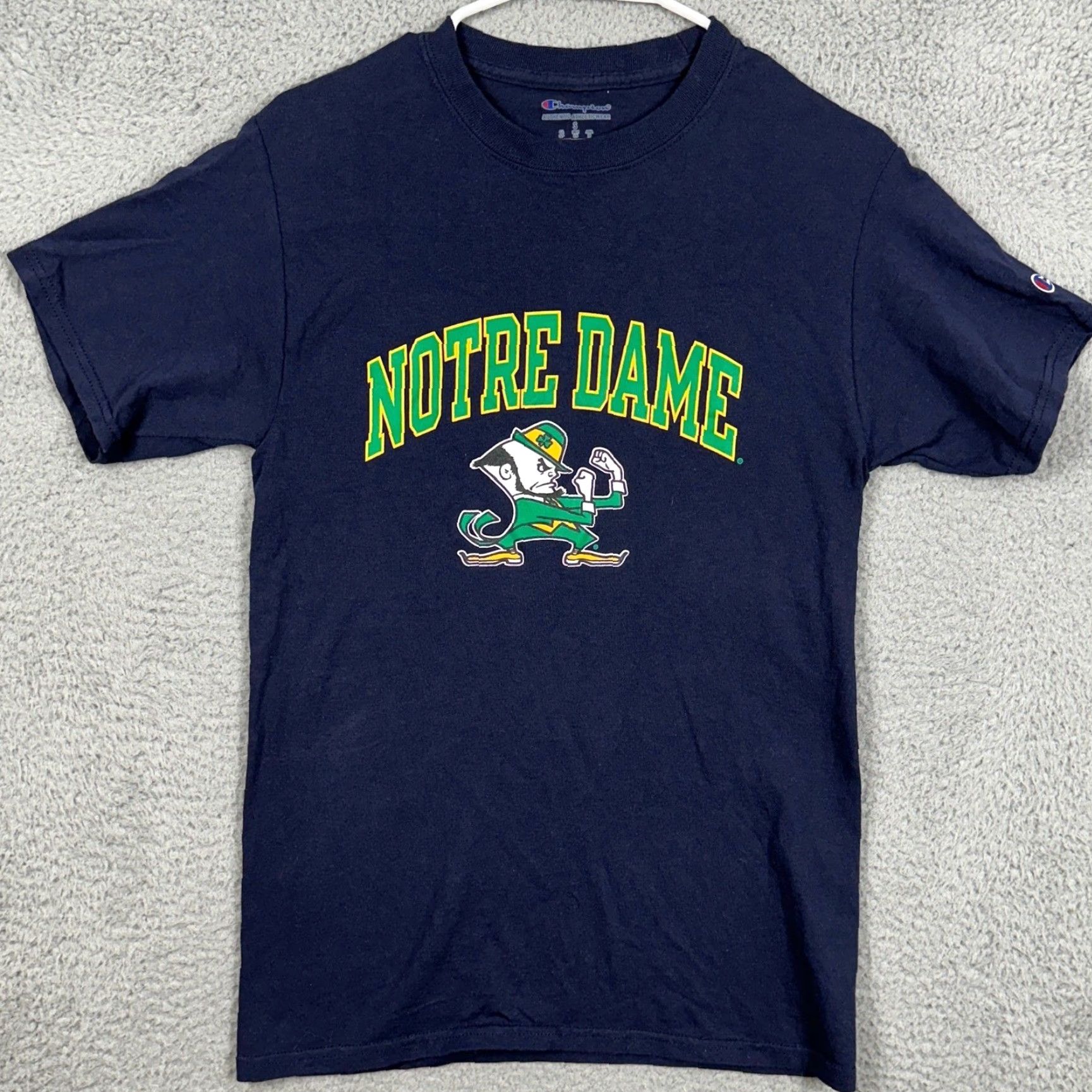 Champion Notre Dame Fighting Irish Mens Small T Shirt Graphic Tee Navy Blue Champion EUC Size US S / EU 44-46 / 1 - 3 Thumbnail