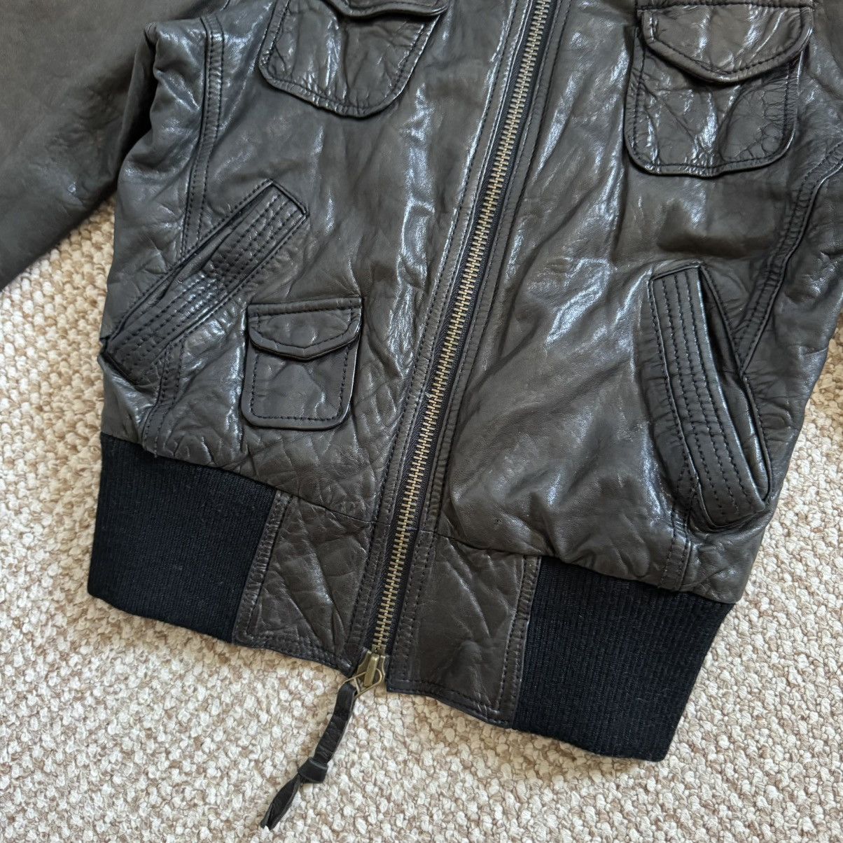 Emporio Armani Armani Jeans Vintage Cropped Leather Y2K Bomber Jacket Size S / US 4 / IT 40 - 8 Thumbnail