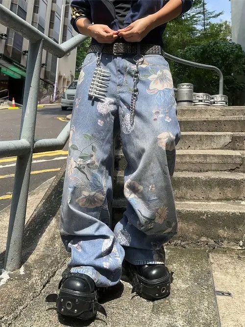 Jean Amamiya x Izumi Vintage Floral Wide-Leg Jeans Size US 32 / EU 48 - 6 Thumbnail