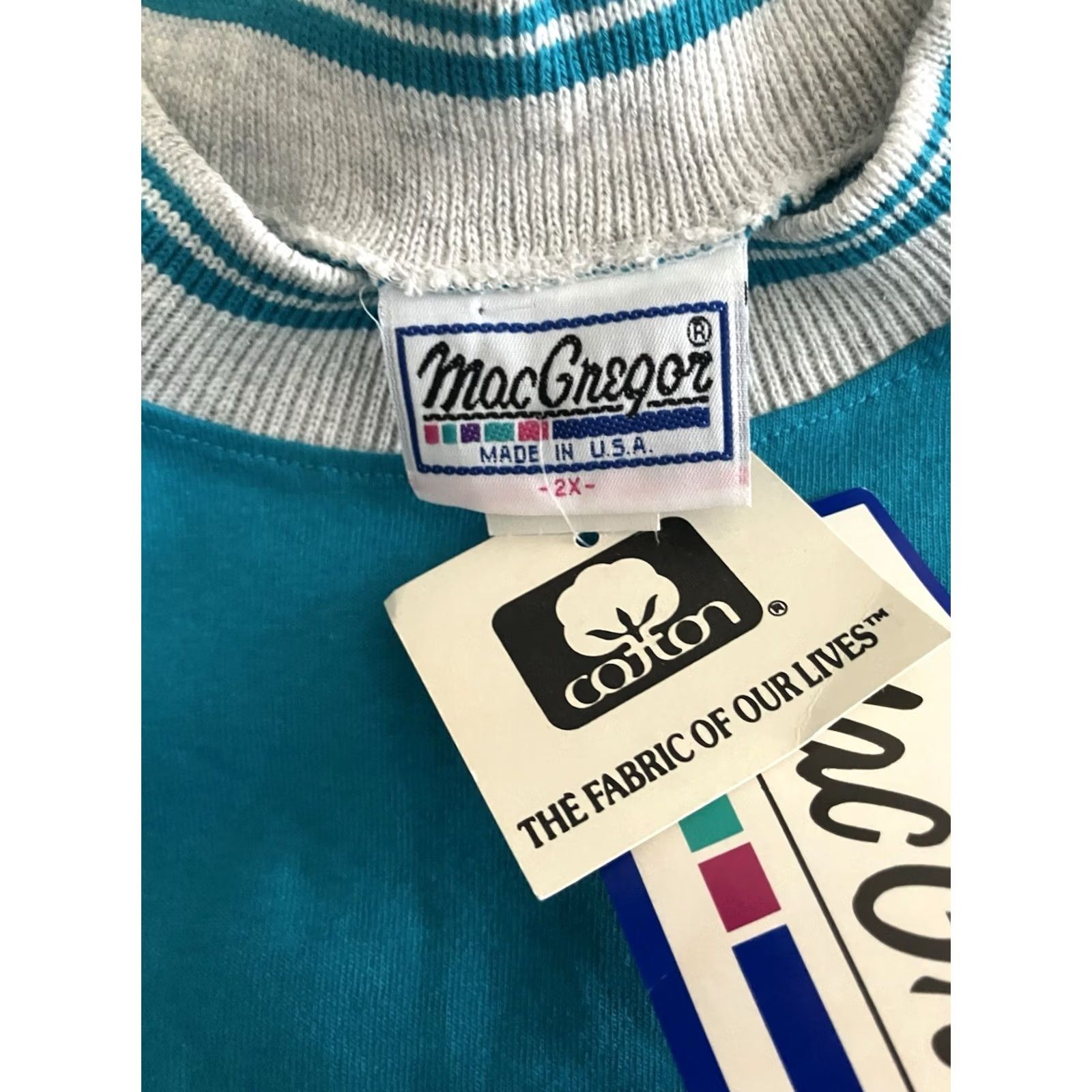 McGregor VINTAGE MacGregor Tee Teal 2XL 80s Short Sleeve Logo Crew Neck Men Shirt Size US XXL / EU 58 / 5 - 4 Thumbnail