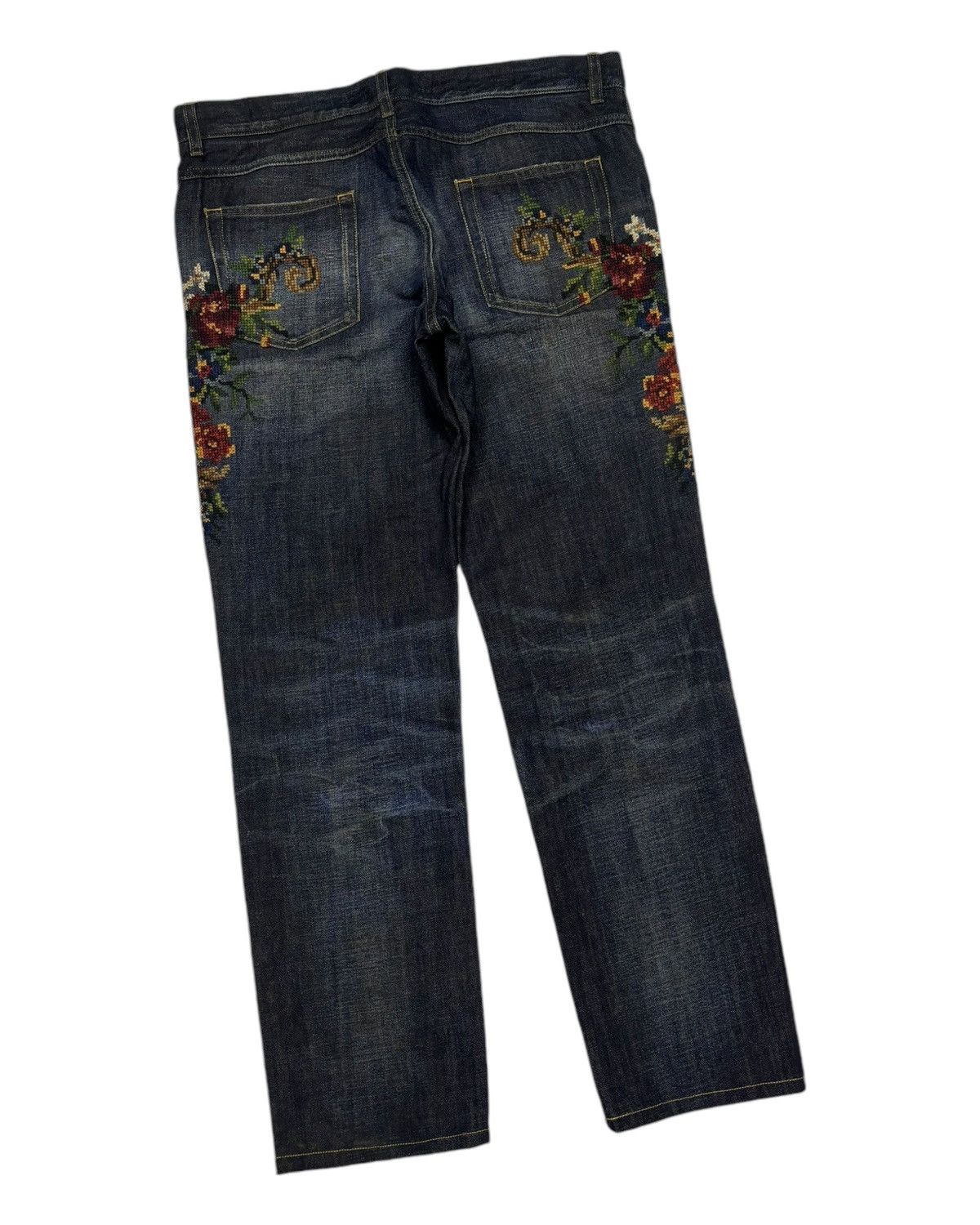 Dolce & Gabbana 🐎DOLCE & GABBANA FLOWER KNIT DISTRESSED DENIM JEANS Size US 35 - 6 Thumbnail