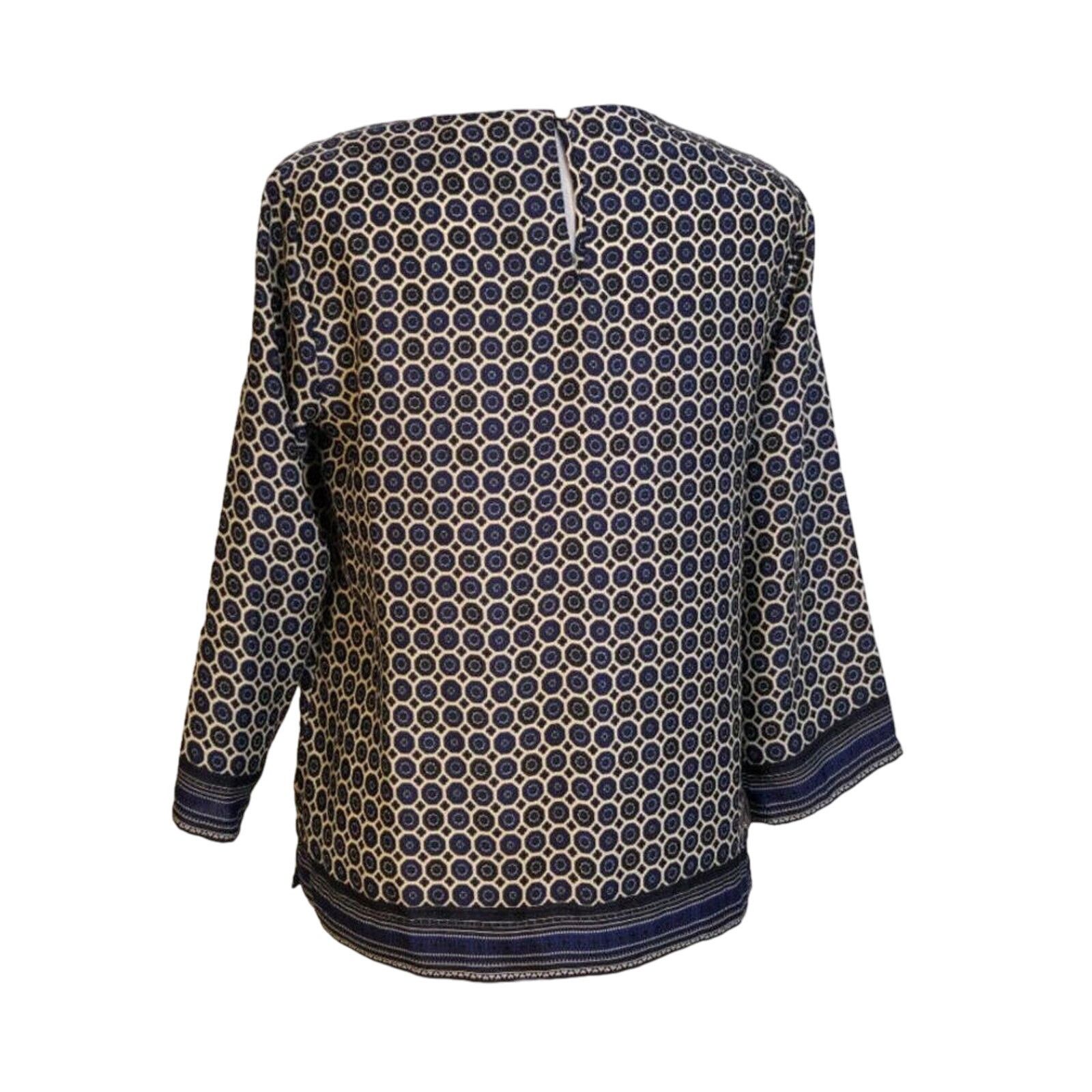 Other Kenar Blue Geometric Print 3/4 Sleeve Blouse XS Size XS / US 0-2 / IT 36-38 - 4 Thumbnail