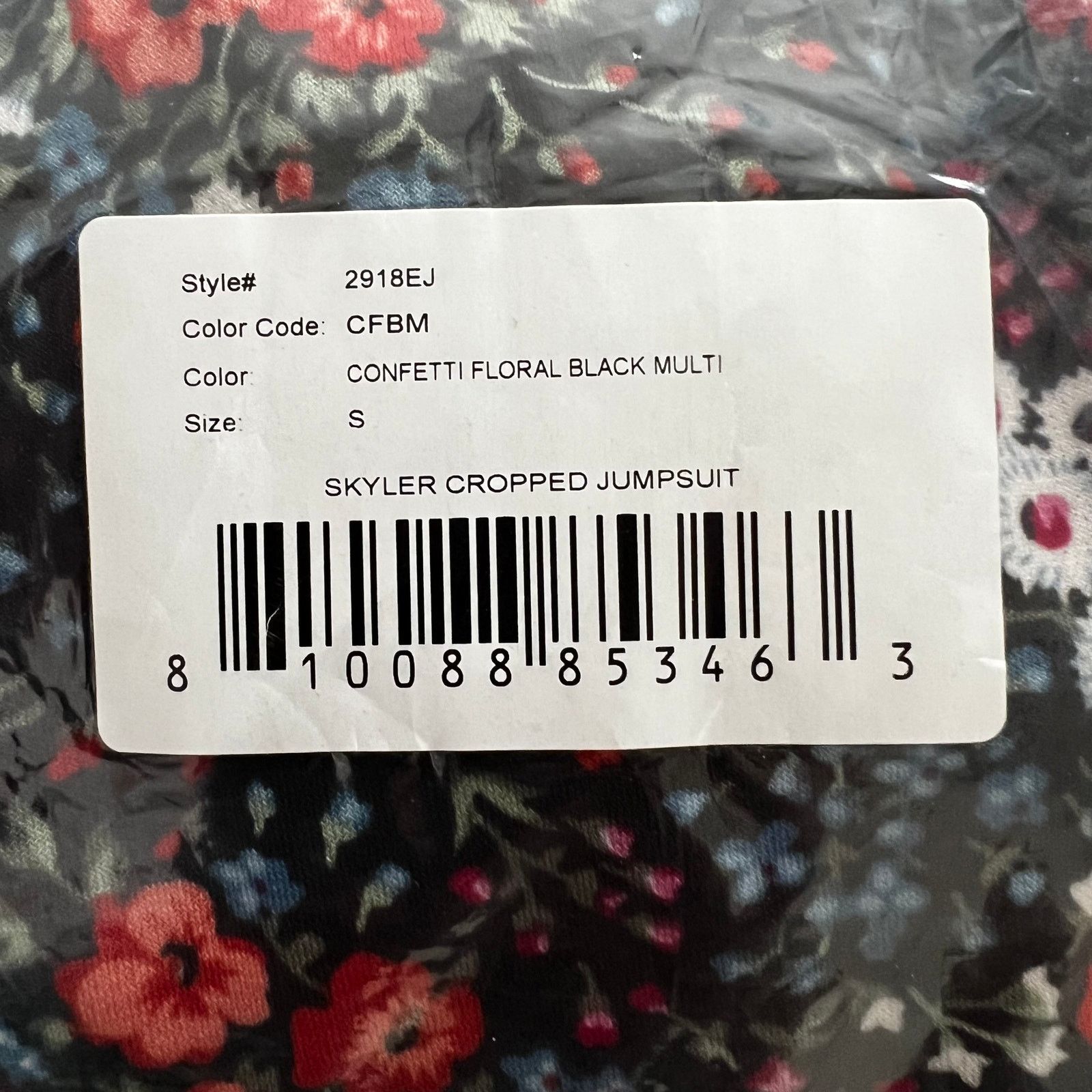 Other Leota Black Floral Skyler Cropped Jumpsuit, S Size 27" / US 4 / IT 40 - 8 Thumbnail