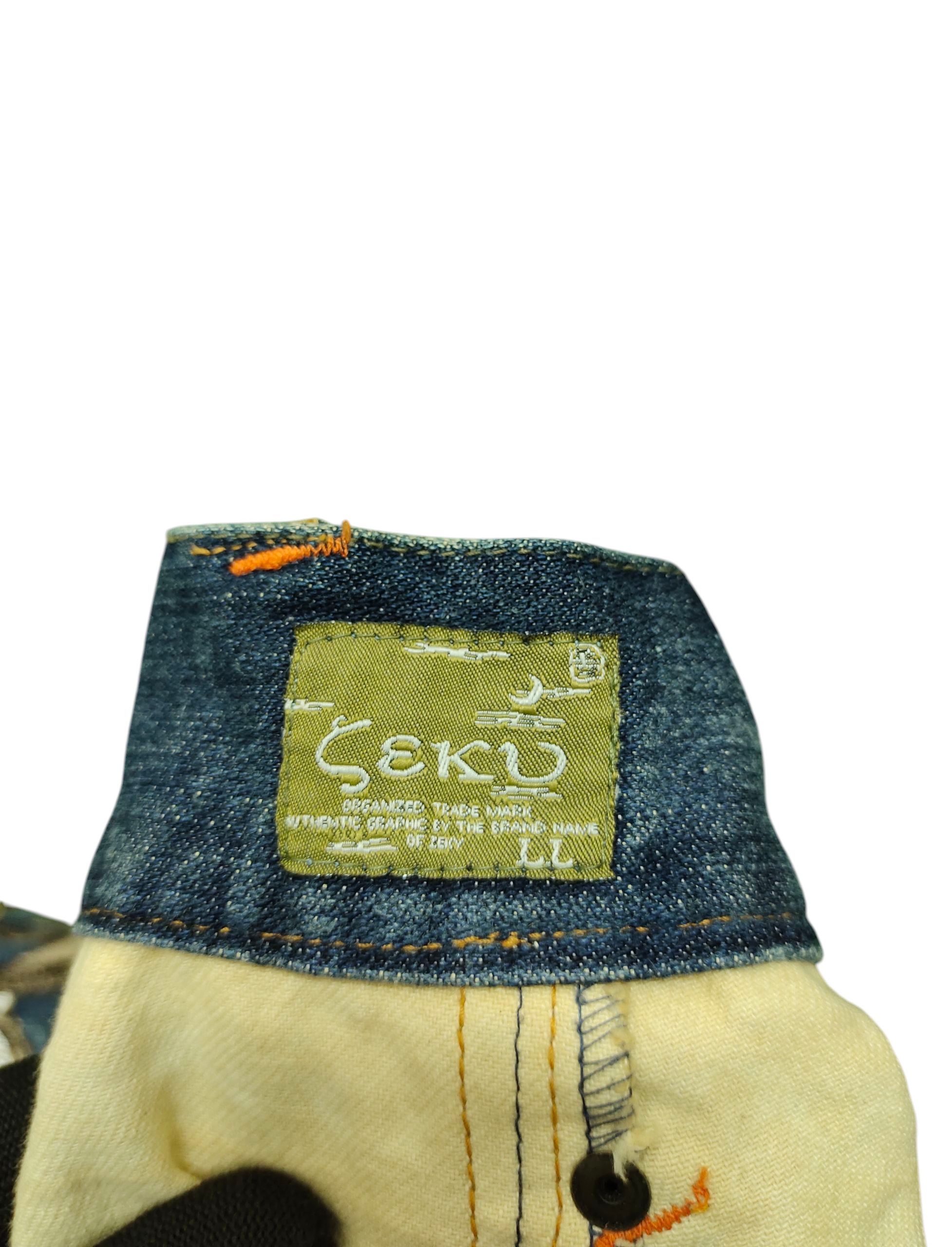 Karakuri Tamashii Japanese Sukajan Seku Raijin and Fujin Embroidered Jeans Size US 35 - 12 Thumbnail
