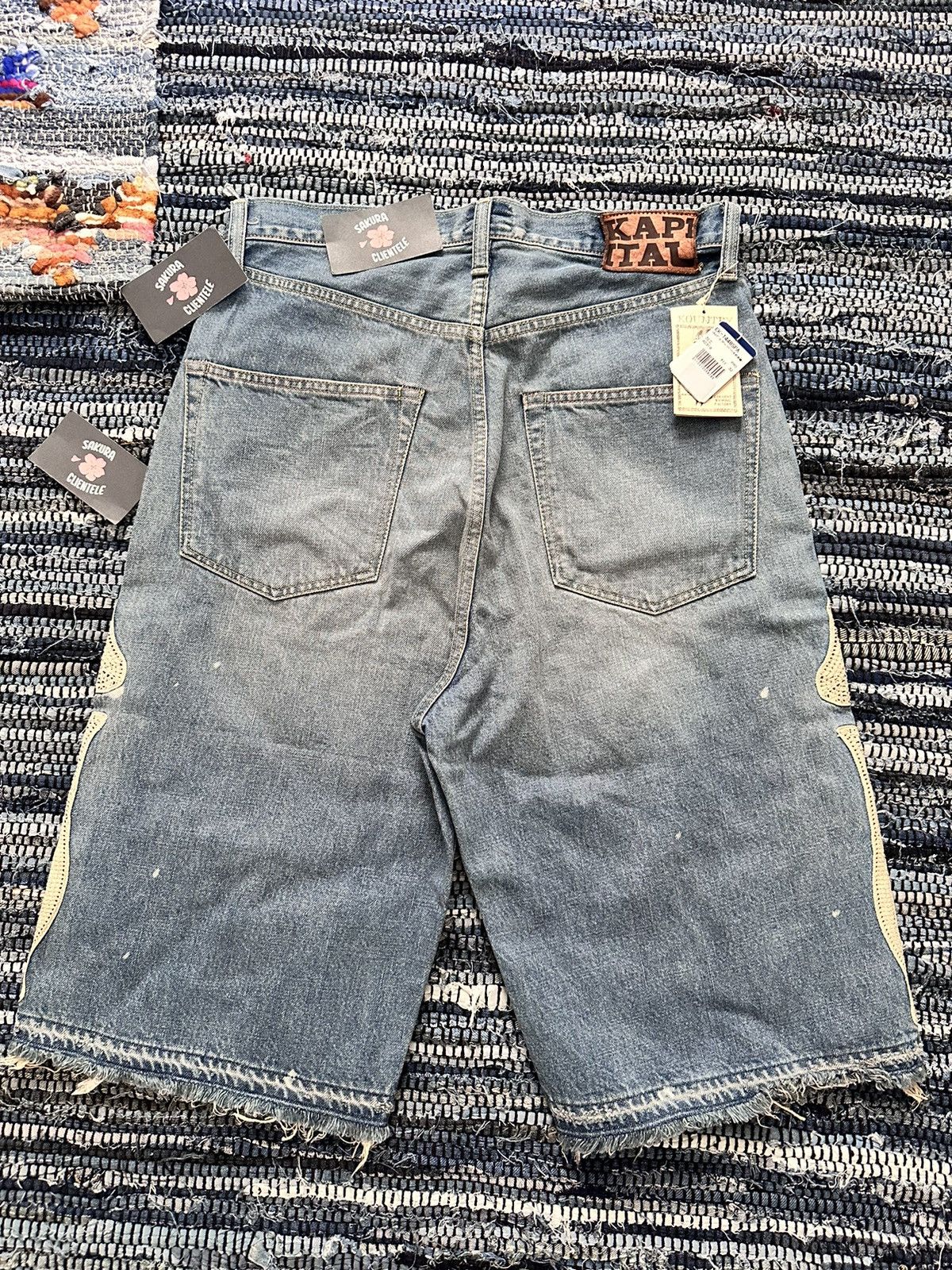 Kapital × Kapital Kountry Kapital 14oz Denim 5P Bone Shorts Pants (Bone Embroidery) Size US 38 / EU 54 - 2 Thumbnail