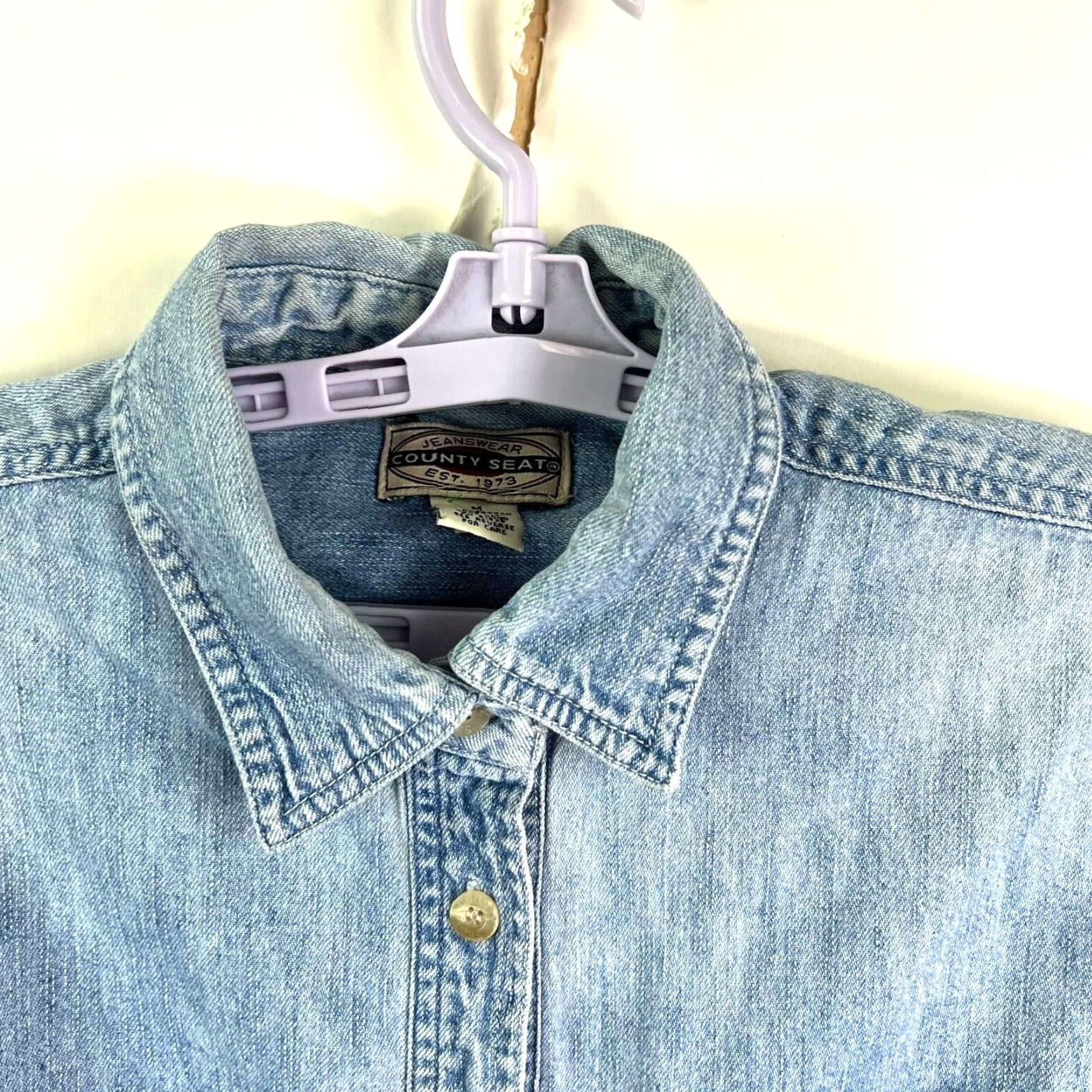 Denime VINTAGE County Seat Western Denim Shirt Womens M Blue Long Sleeve Button-Up Classic Fit Size M / US 6-8 / IT 42-44 - 2 Thumbnail