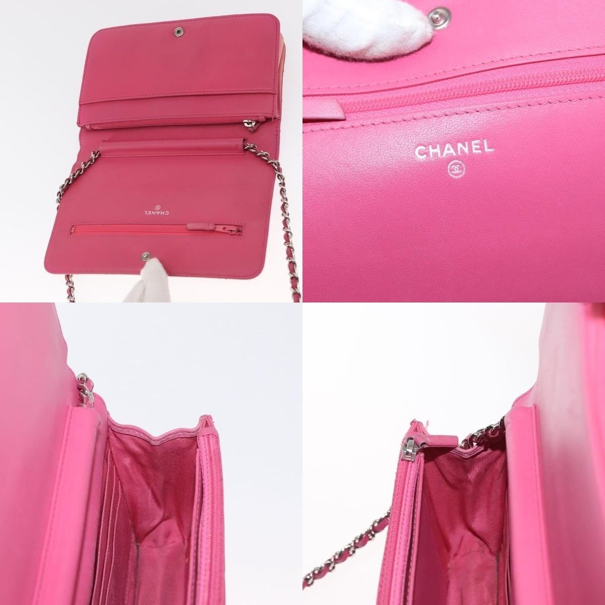 Chanel Chanel Chain Shoulder Bag Leather Pink Silver CC Size ONE SIZE - 7 Thumbnail