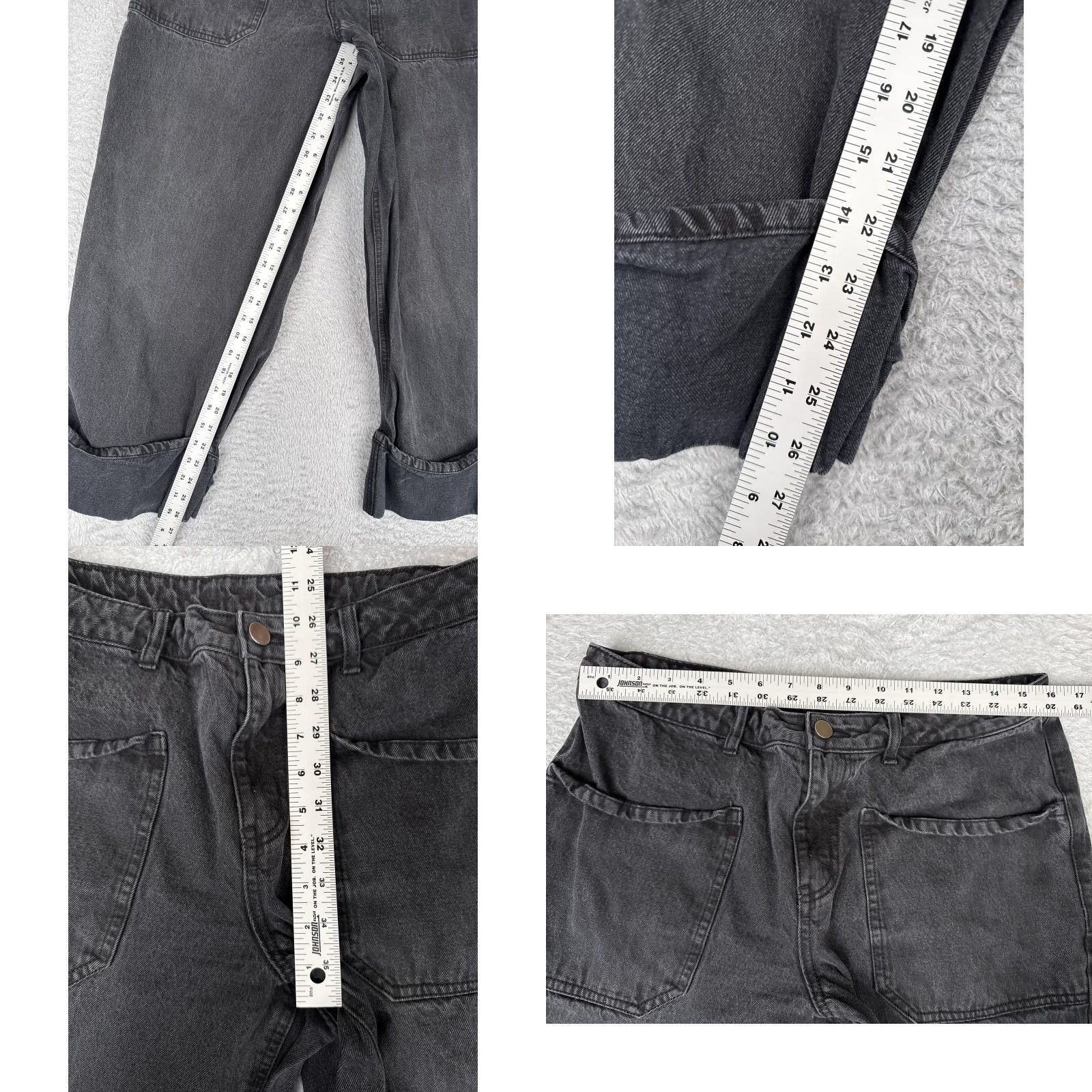 Vintage No Boundaries Jeans Womens 12 Charcoal High Rise Wide-Leg Cuffed Denim 31x27 (Relaxed) Size 34" / US 12 / IT 48 - 8 Thumbnail