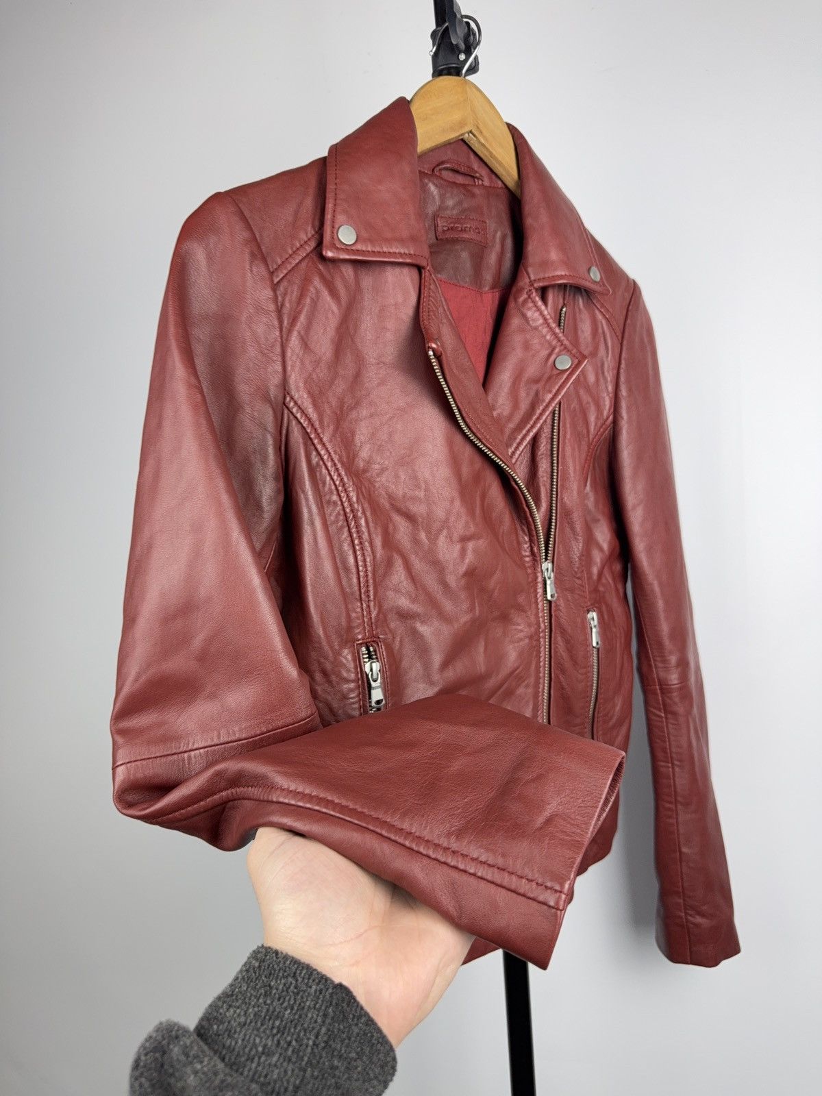 Genuine Leather Avant Garde 00s Red Leather Biker Moto Punk Rock Jacket Size S / US 4 / IT 40 - 5 Thumbnail