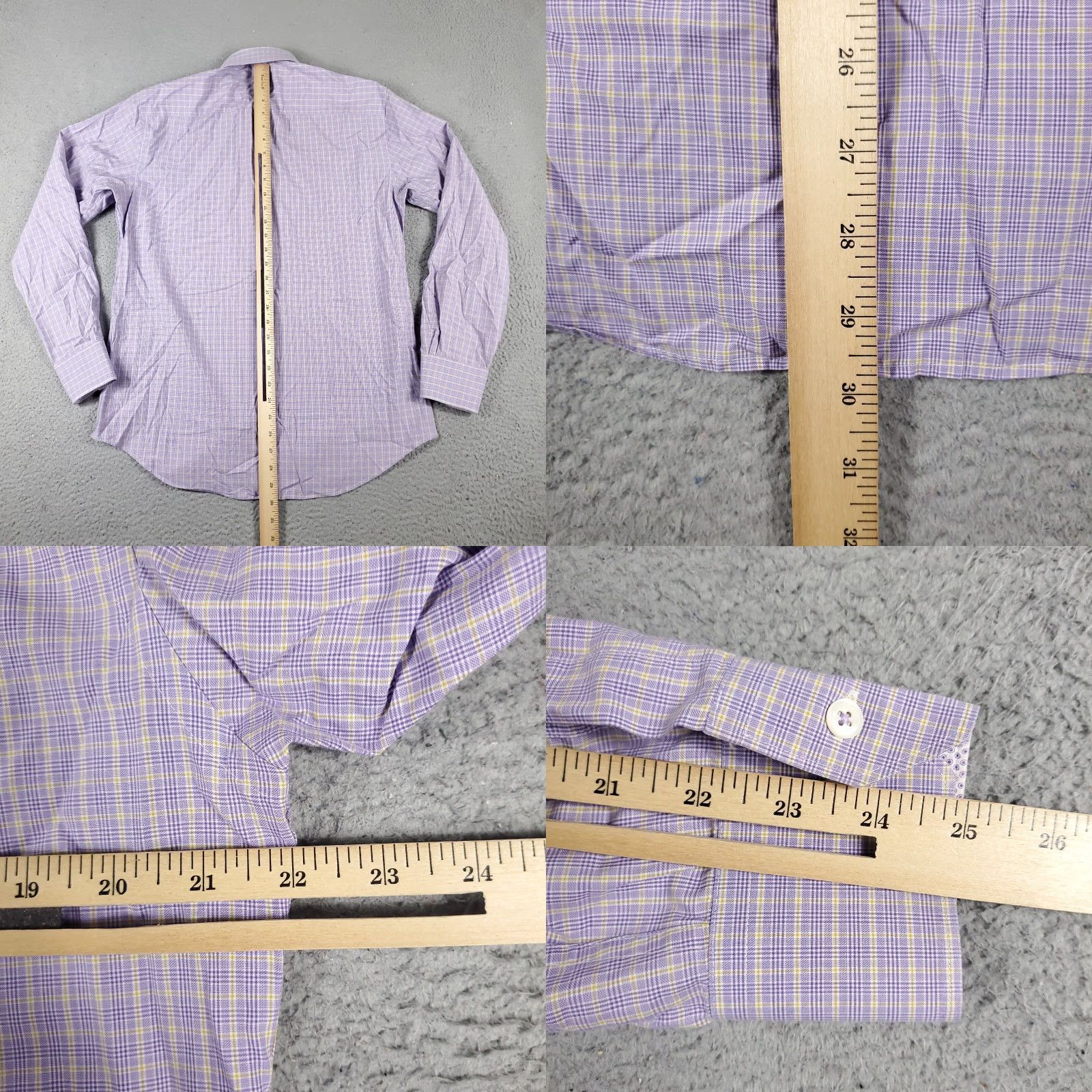 BUGATCHI Bugatchi Uomo Shirt Mens 15.5 Purple Plaid Dress Button Up Long Sleeve Size 40R - 8 Thumbnail