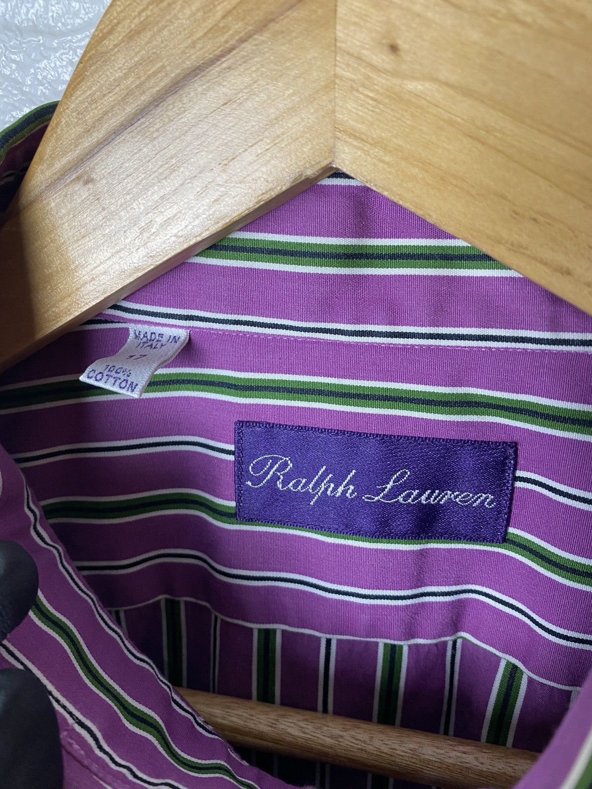 Polo Ralph Lauren × Ralph Lauren Purple Label Ralph Lauren Purple Label Dress Shirt Purple Striped French Size US XL / EU 56 / 4 - 6 Thumbnail