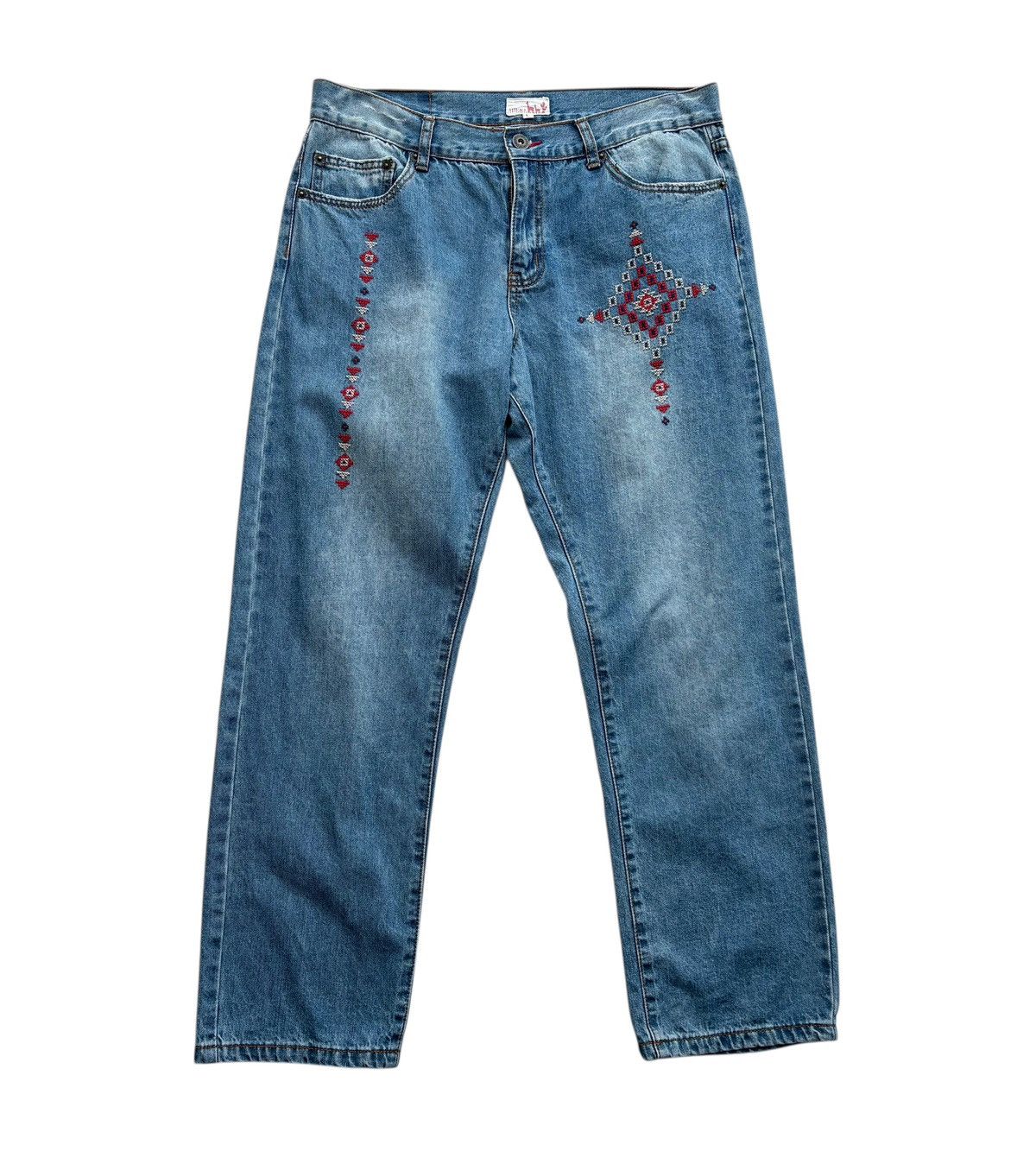 Native Titicaca Embroidery Native Denim Pants Size US 32 / EU 48 - 1 Thumbnail