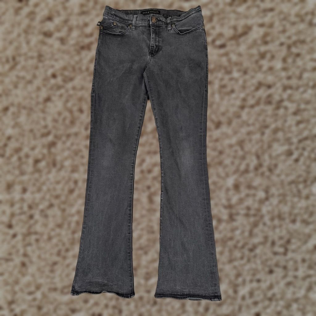 Vintage Rock & Republic Kendra Curvy Bootcut Jeans Womens 10 Gray Charcoal Wash 30x31 Denim Jeans Rock & Republic Kasandra Womens Size 32" / US 10 / IT 46 - 1 Thumbnail