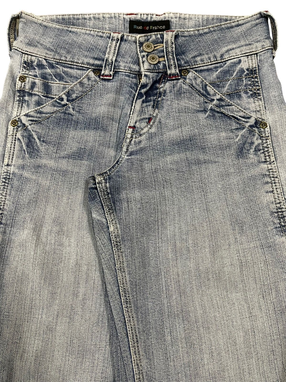 14th Addiction Vintage Rue De France Blue Wash Style Wide Leg Jeans Size US 28 / EU 44 - 4 Thumbnail