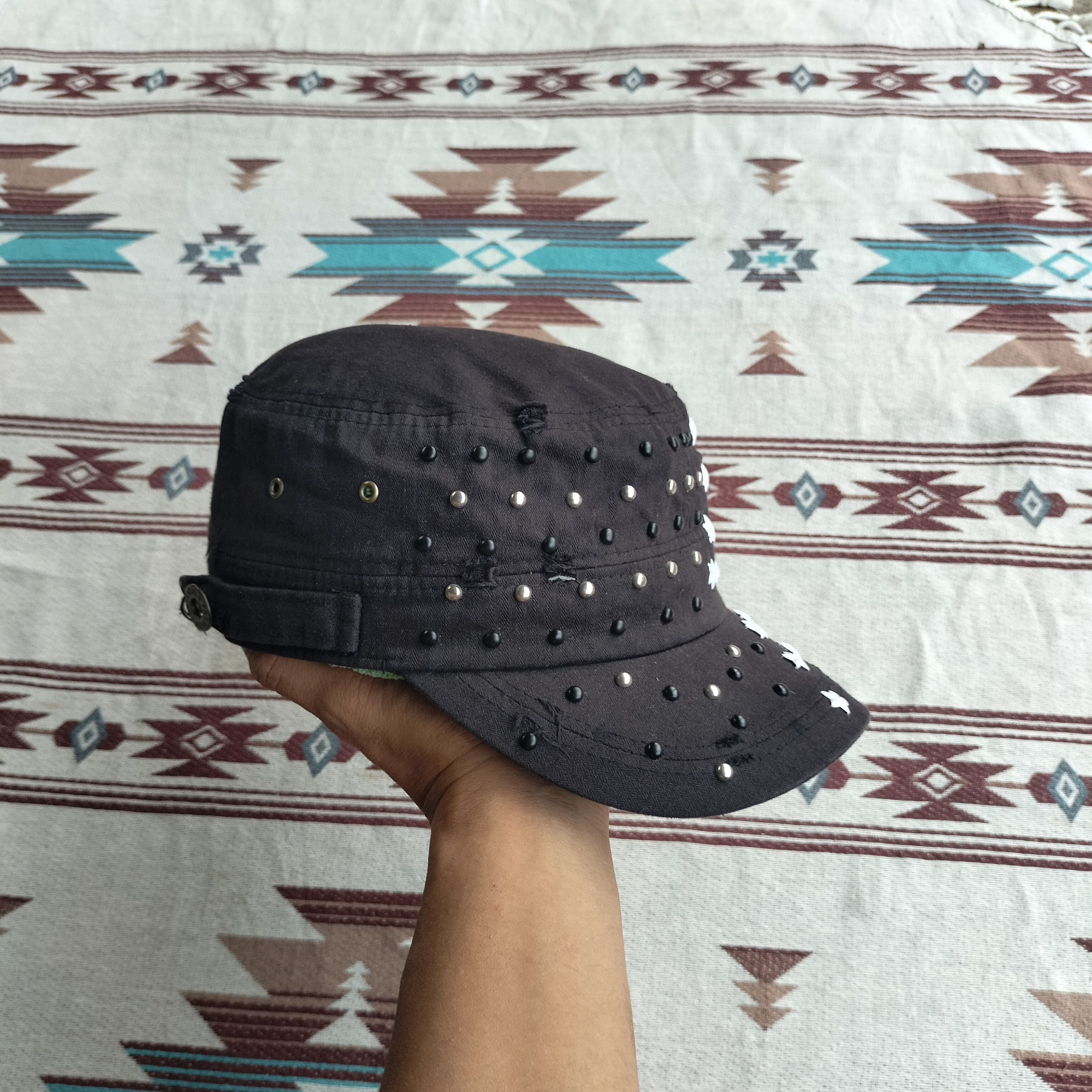 GOA Y2k Vkei Blu pepe stars studded cadet hat Size ONE SIZE - 8 Thumbnail