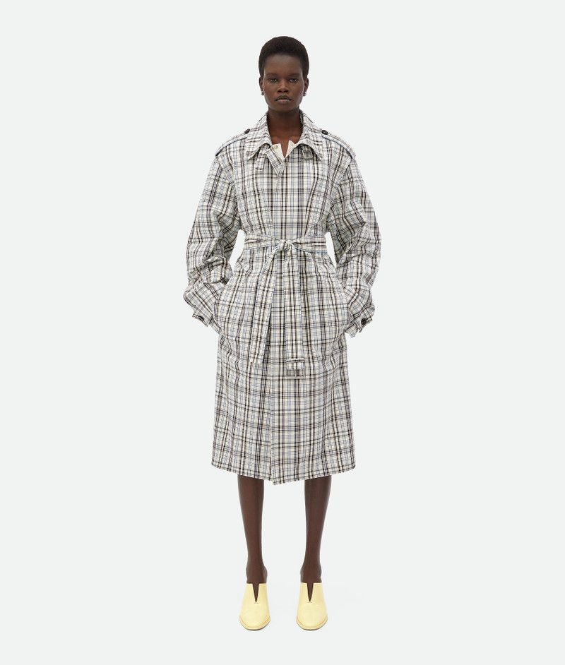 Bottega Veneta Checked Cotton Trench Coat Size XS / US 0-2 / IT 36-38 - 1 Thumbnail