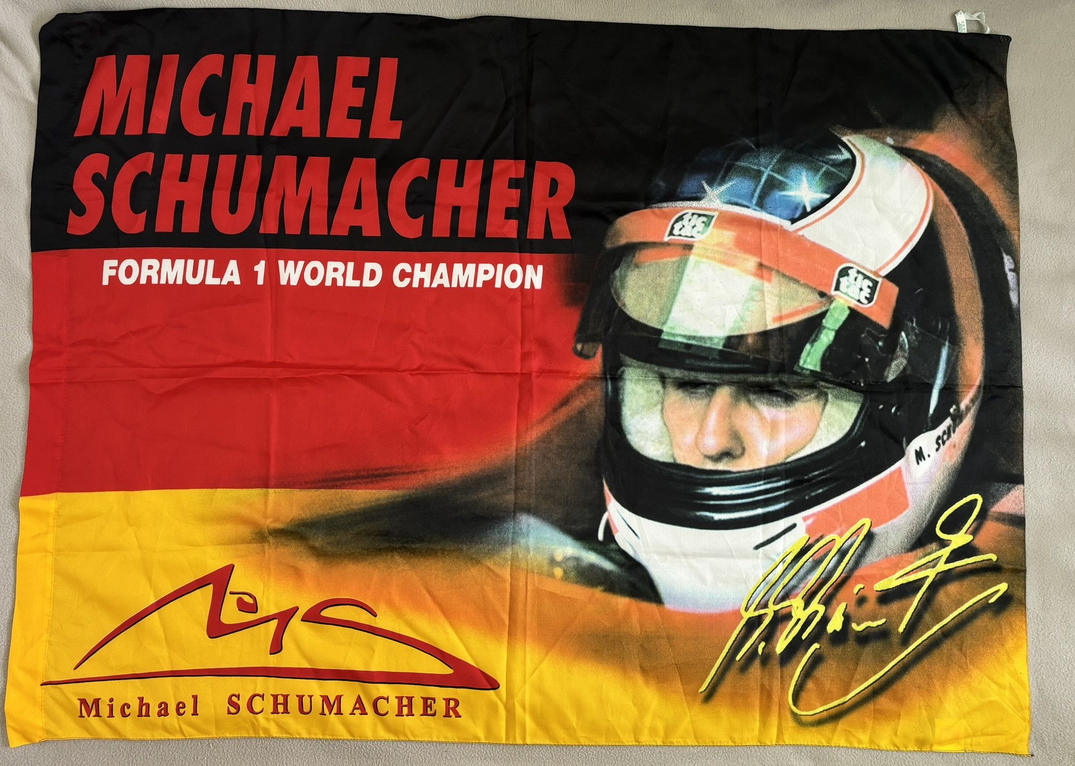 Vintage Michael Schumacher Formula 1 World Champion flag Size ONE SIZE - 1 Thumbnail
