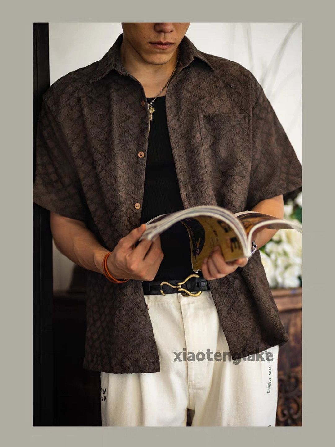 Unisex outdoor sports loose pattern aloha shirt