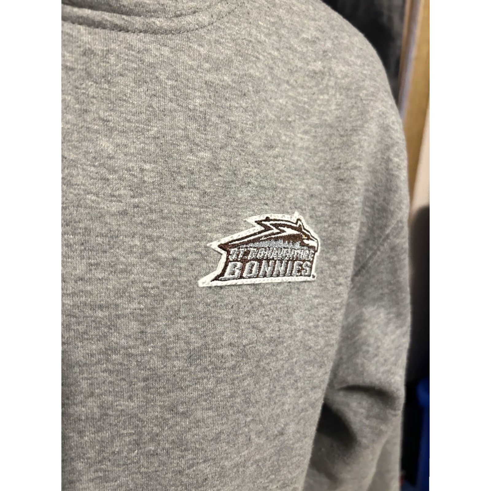 Vintage VTG St Bonaventure Bonnies Hoodie Adult Medium Heather Gray Drawstrings Pocket Size US M / EU 48-50 / 2 - 6 Thumbnail